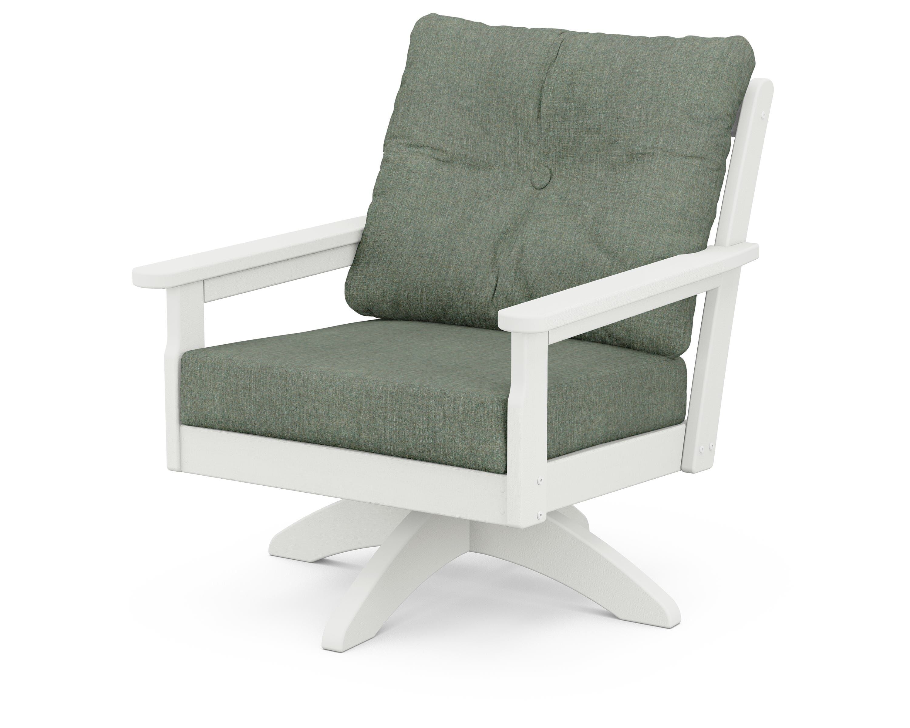 POLYWOOD® Vineyard Deep Seating Swivel Chair in Vintage White / Cast Sage