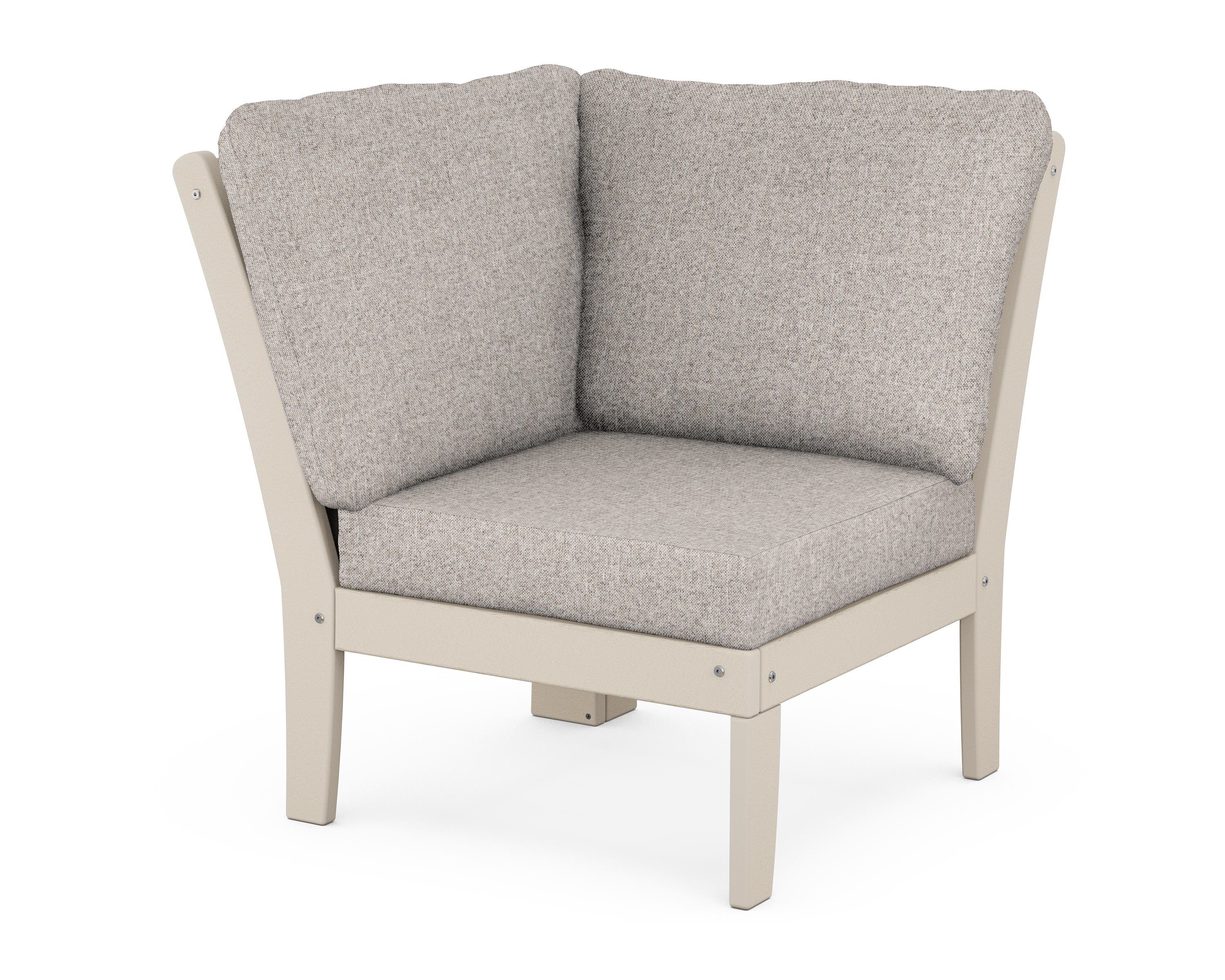 POLYWOOD® Braxton Modular Corner Chair in Sand / Weathered Tweed