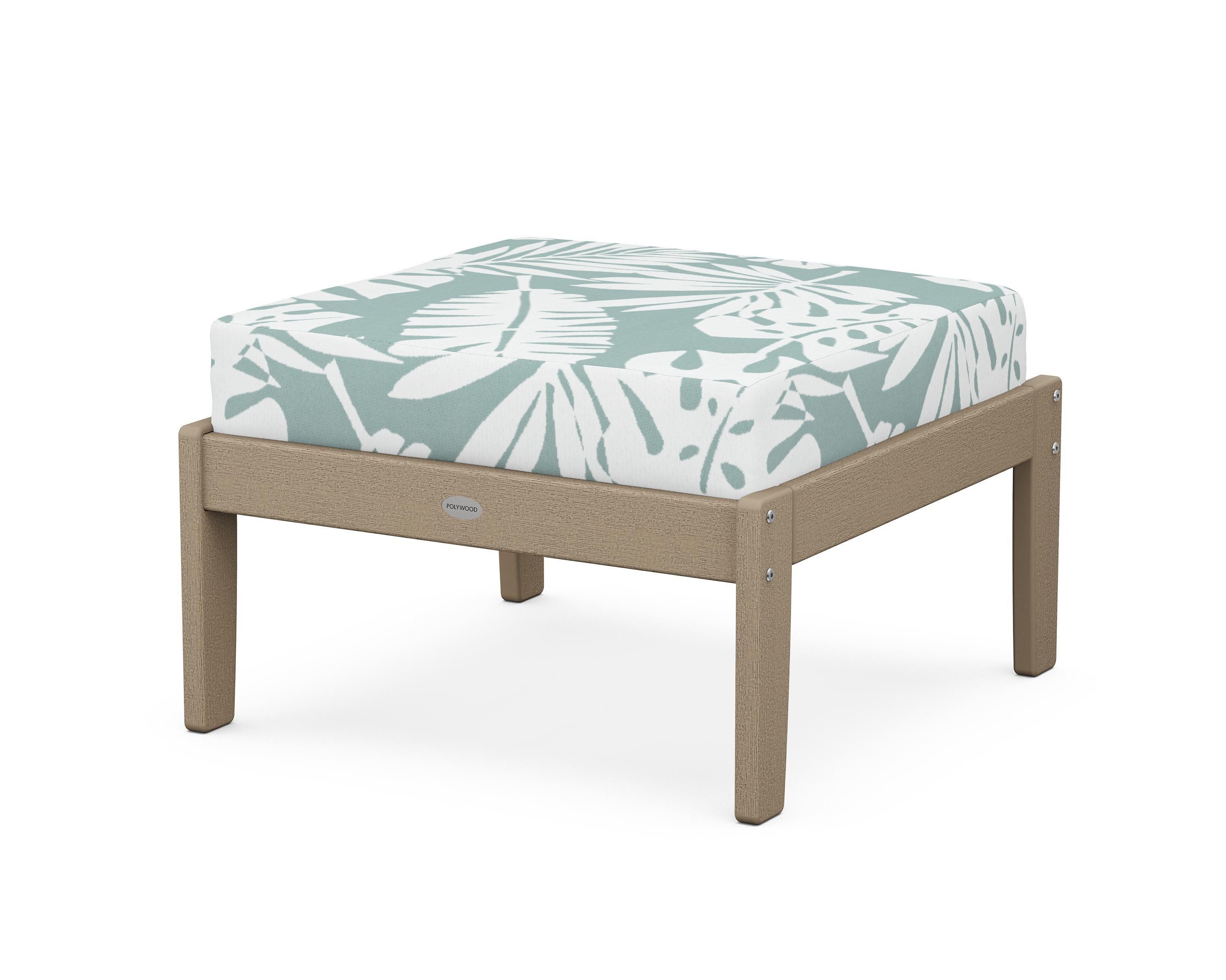 POLYWOOD® Braxton Deep Seating Ottoman in Vintage Sahara / Leaf Glacier Spa