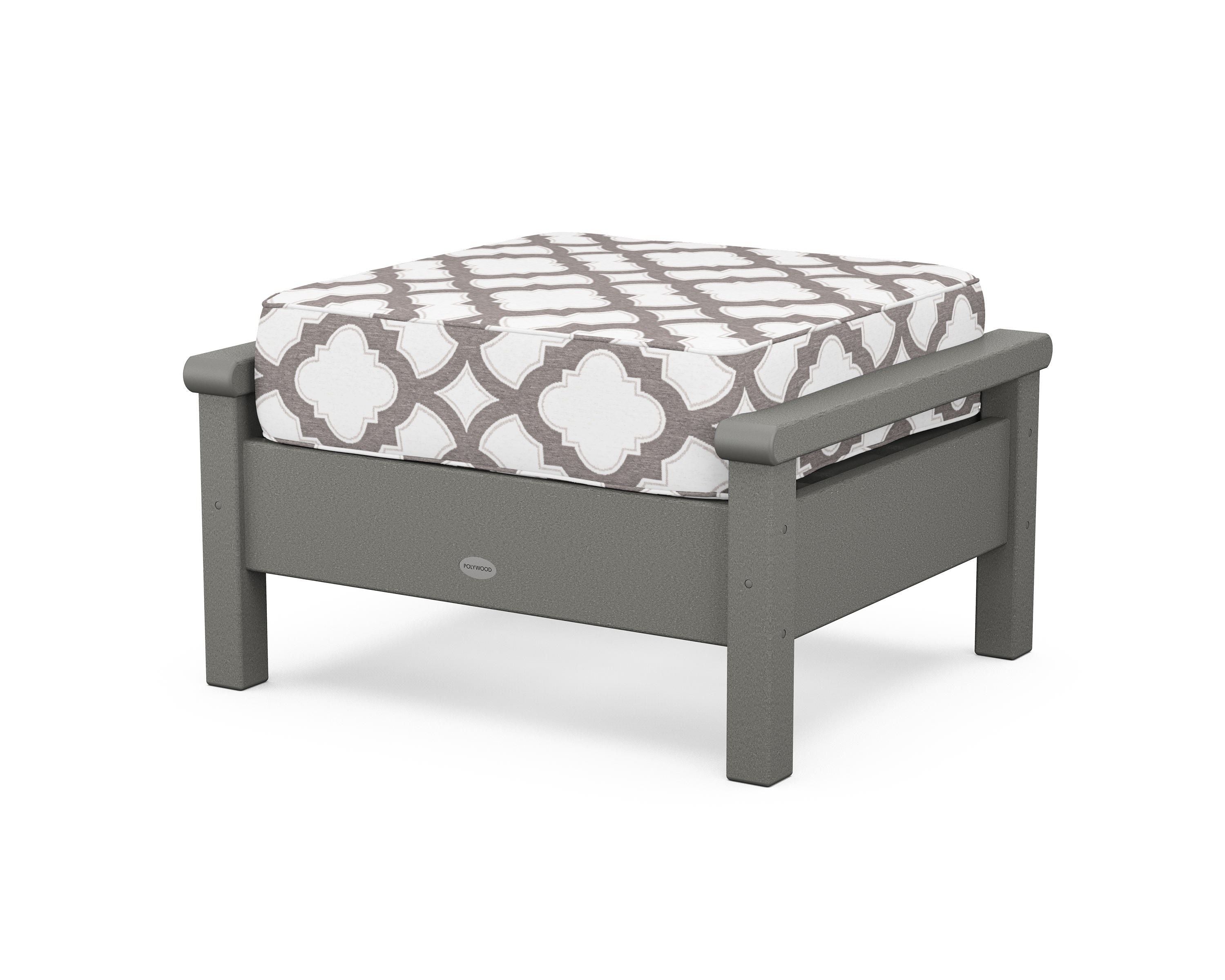 POLYWOOD® Harbour Deep Seating Ottoman in Slate Grey / Trellis Grey Mist