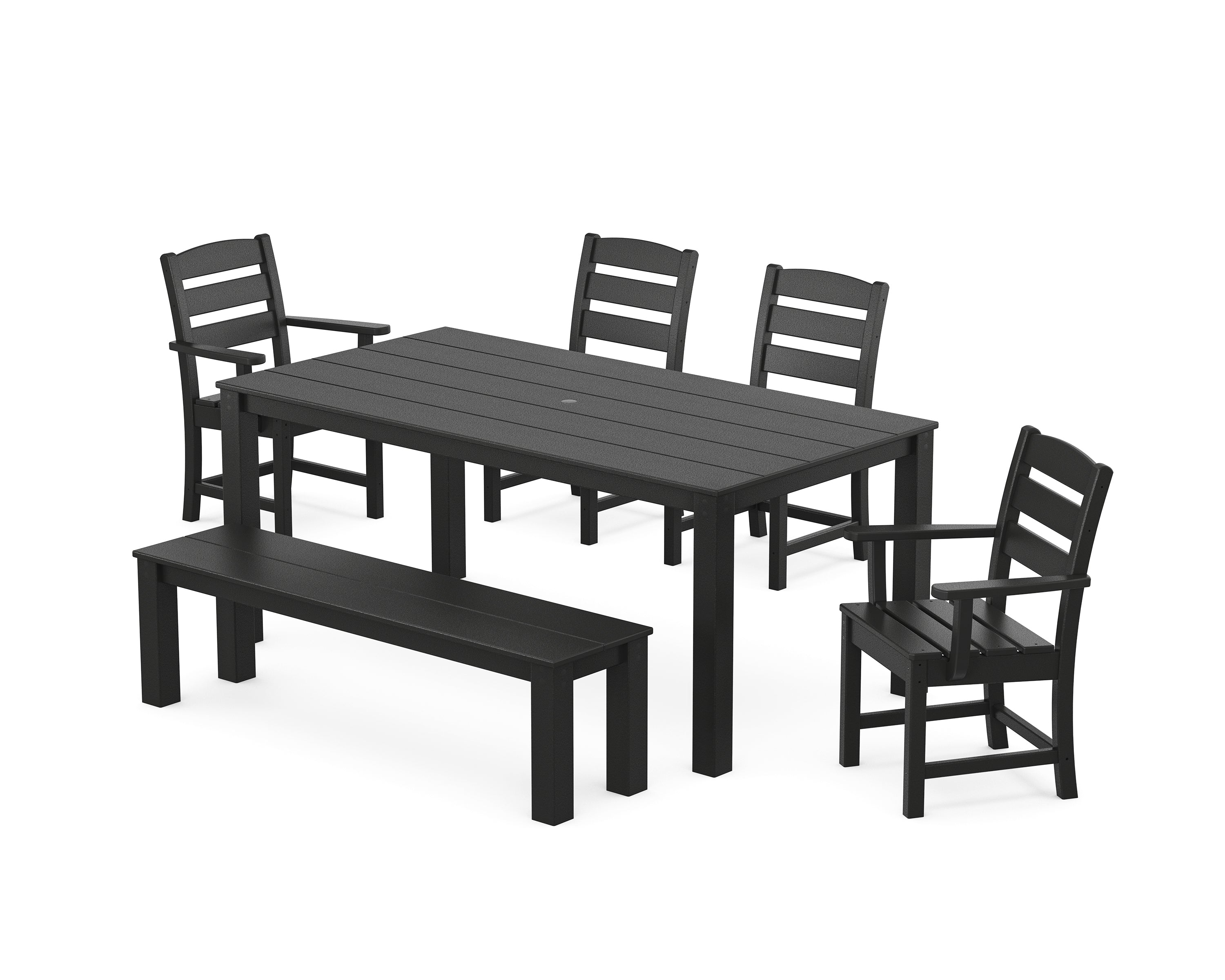 POLYWOOD® Lakeside 6-Piece Parsons Dining Set with Bench in Black