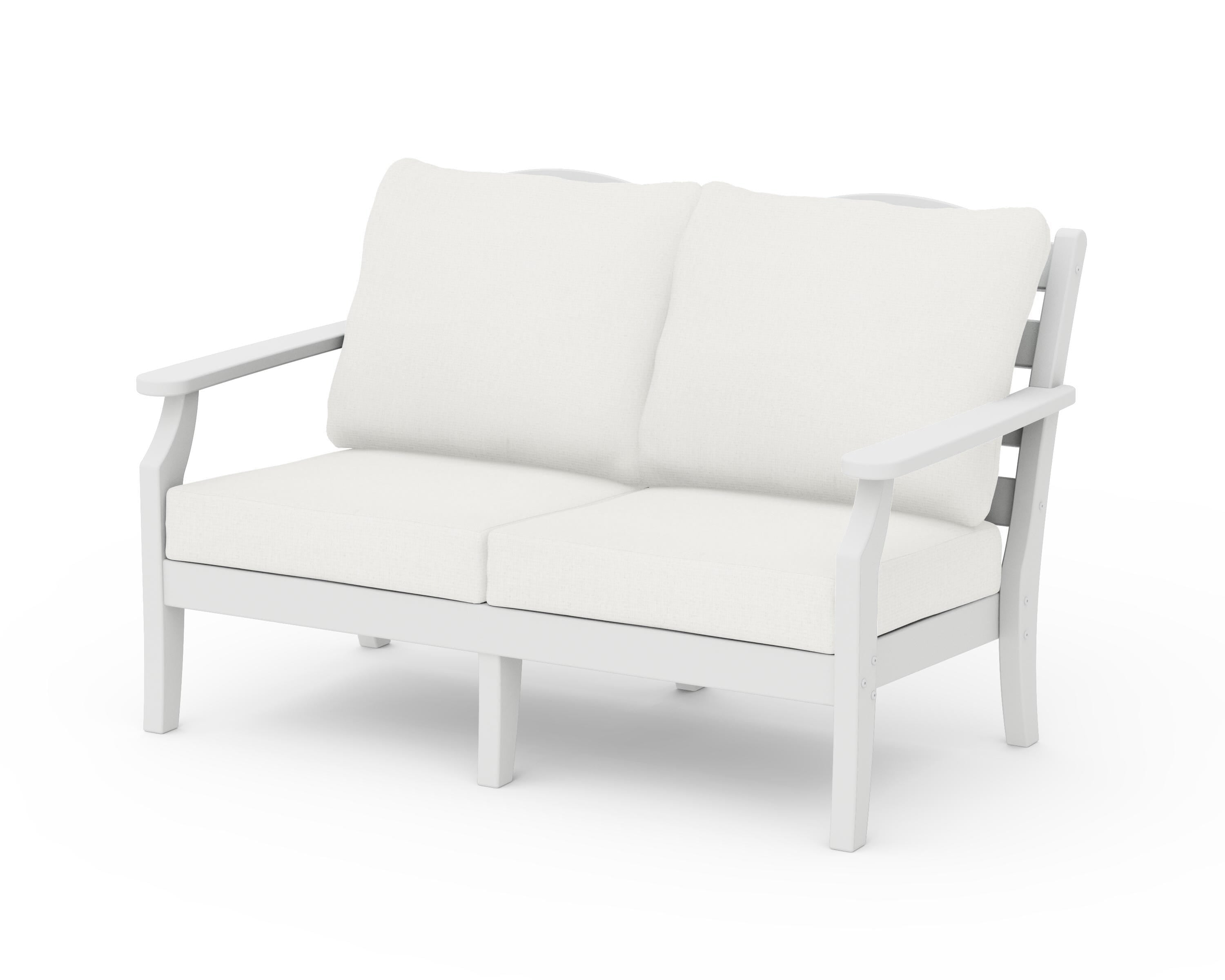 Draper James™ by POLYWOOD® Savannah Deep Seating Loveseat in White / Natural Linen