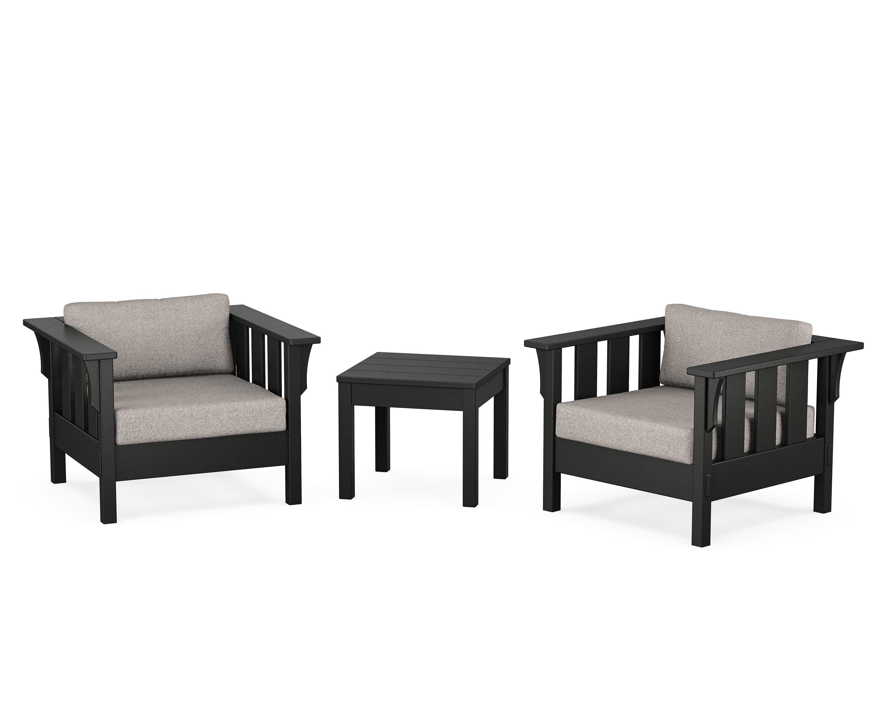 Martha Stewart by POLYWOOD® Acadia 3-Piece Deep Seating Set in Black / Weathered Tweed