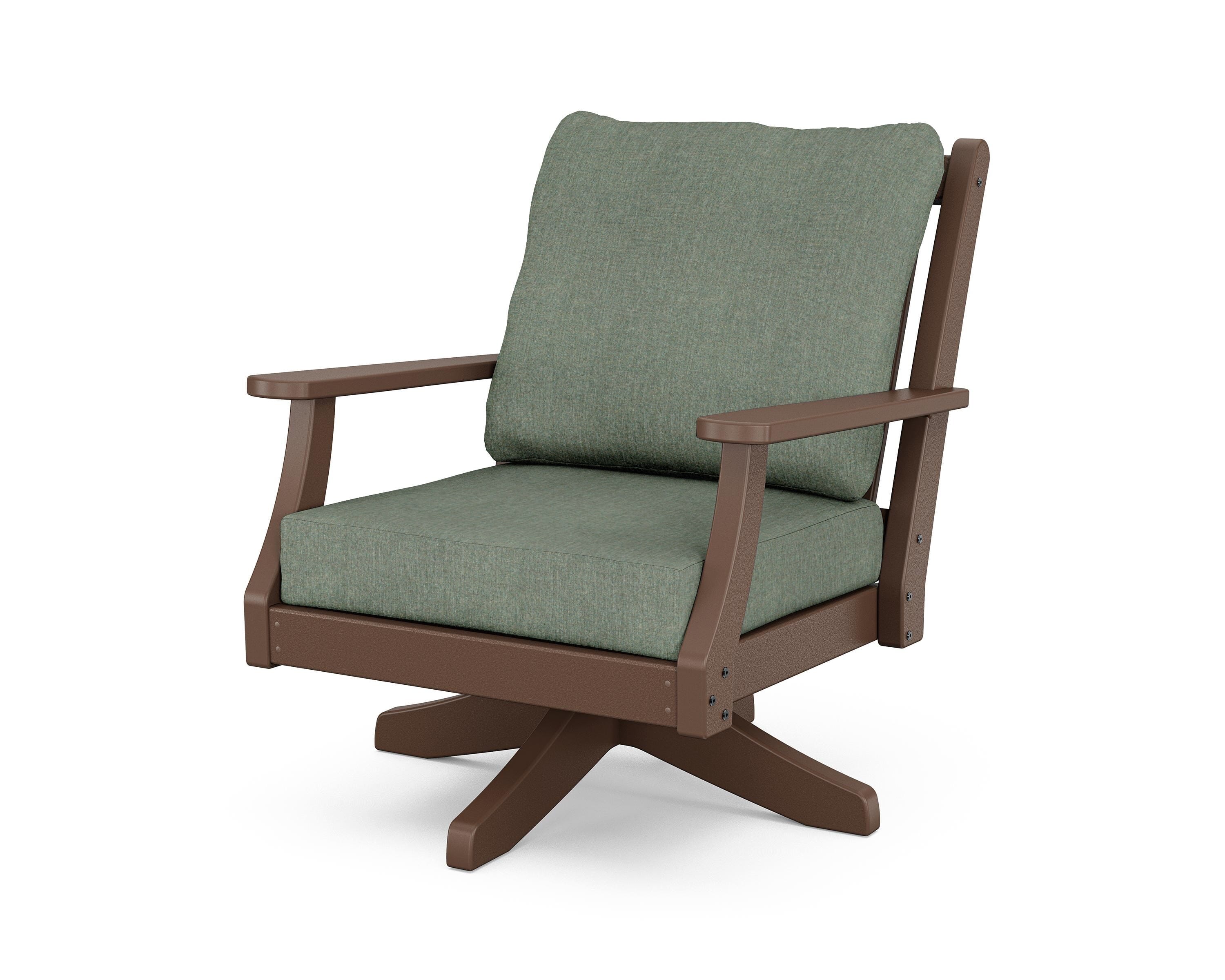 Country Living Wovendale Deep Seating Swivel Chair in Mahogany / Cast Sage