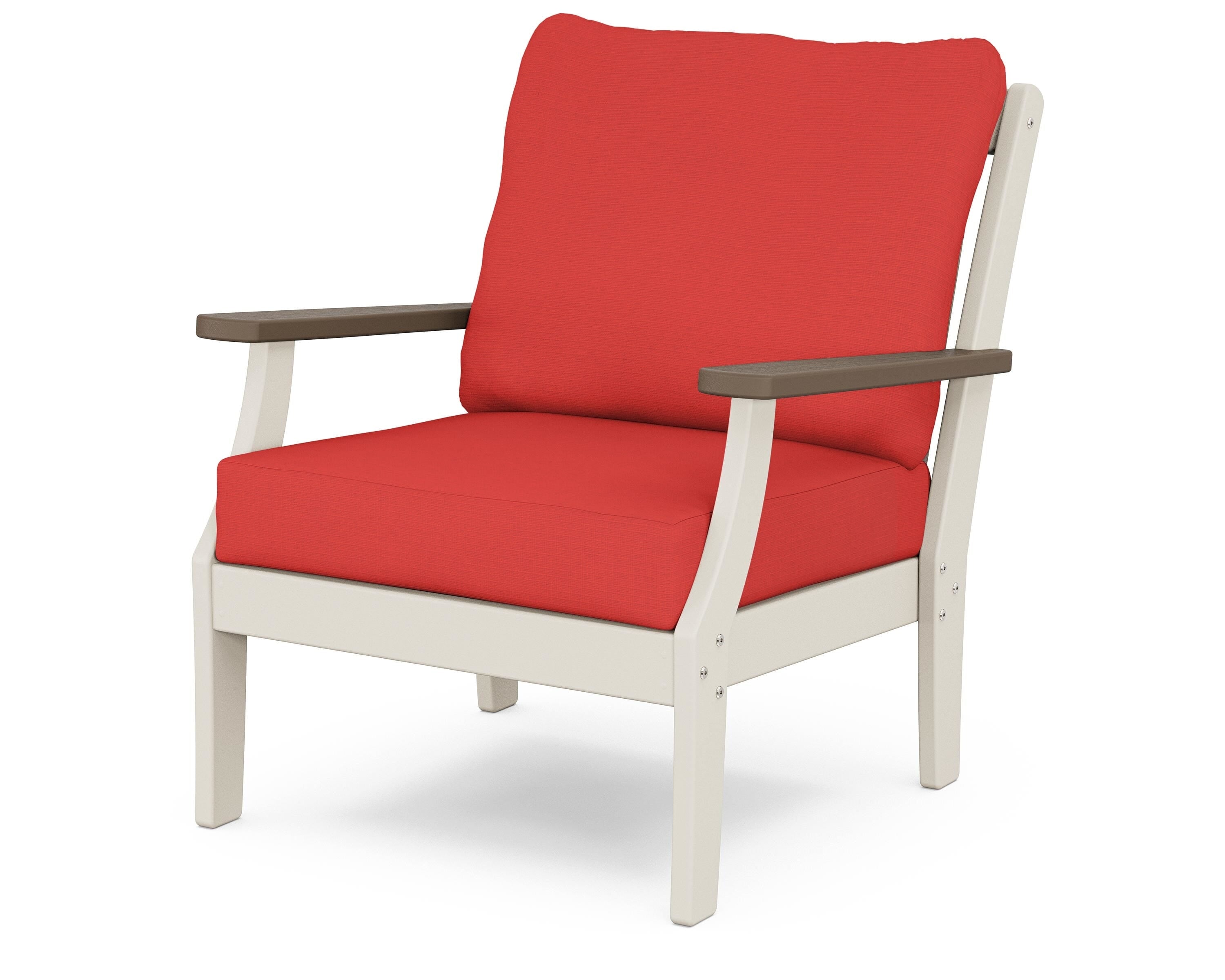 POLYWOOD® Braxton Deep Seating Chair in Sand / Kona / Crimson Linen