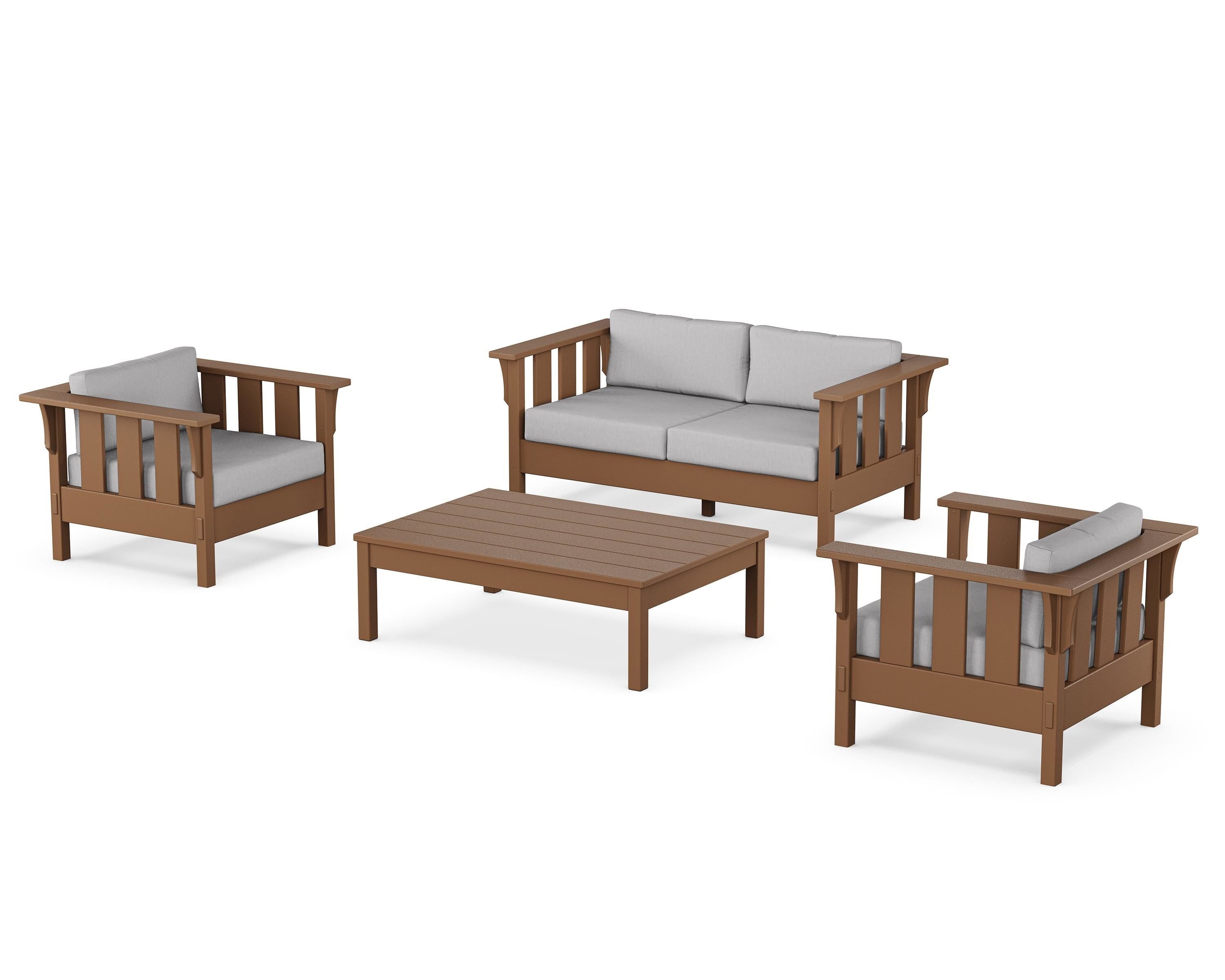 Martha Stewart by POLYWOOD® Acadia 4-Piece Deep Seating Set with Loveseat in Teak / Granite