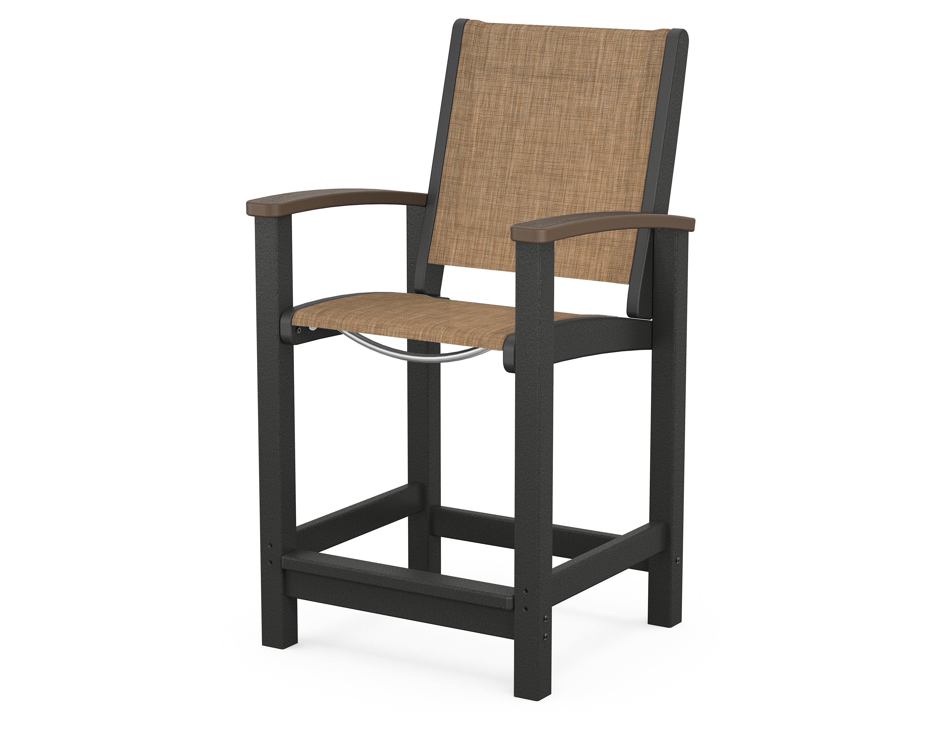 POLYWOOD® Coastal Counter Chair in Black / Kona / Burlap Sling
