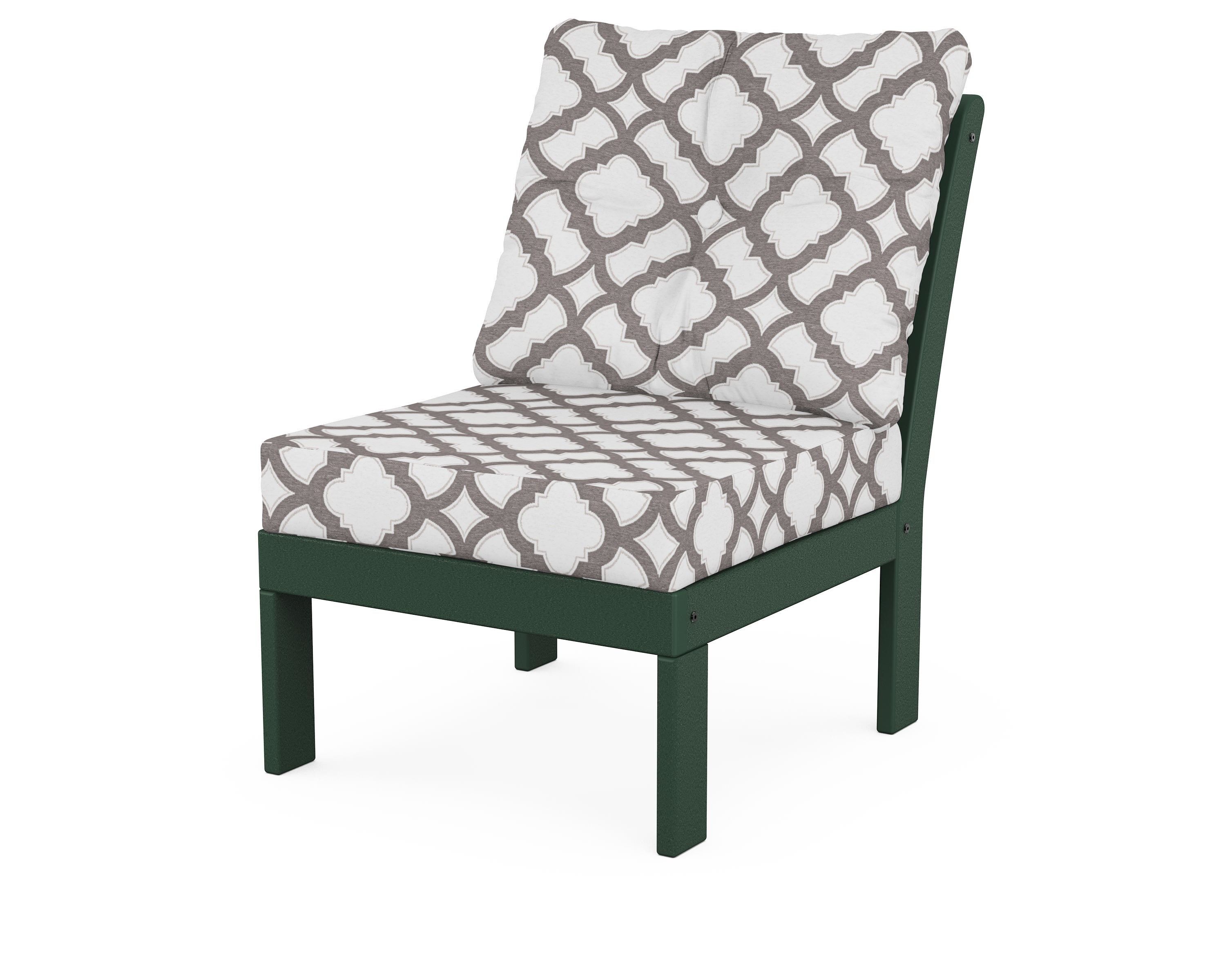 POLYWOOD® Vineyard Modular Armless Chair in Green / Trellis Grey Mist