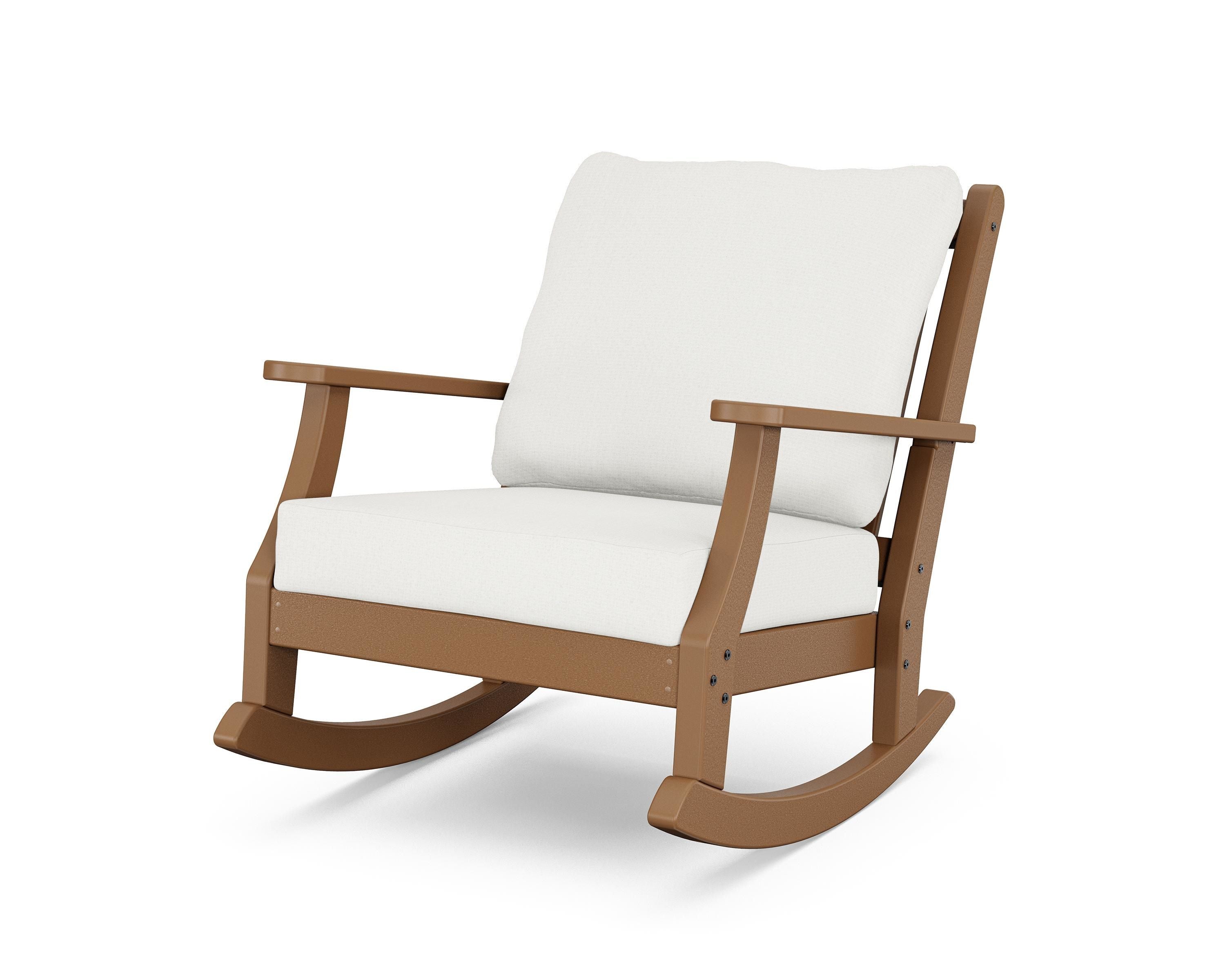 Country Living Wovendale Deep Seating Rocking Chair in Teak / Natural Linen