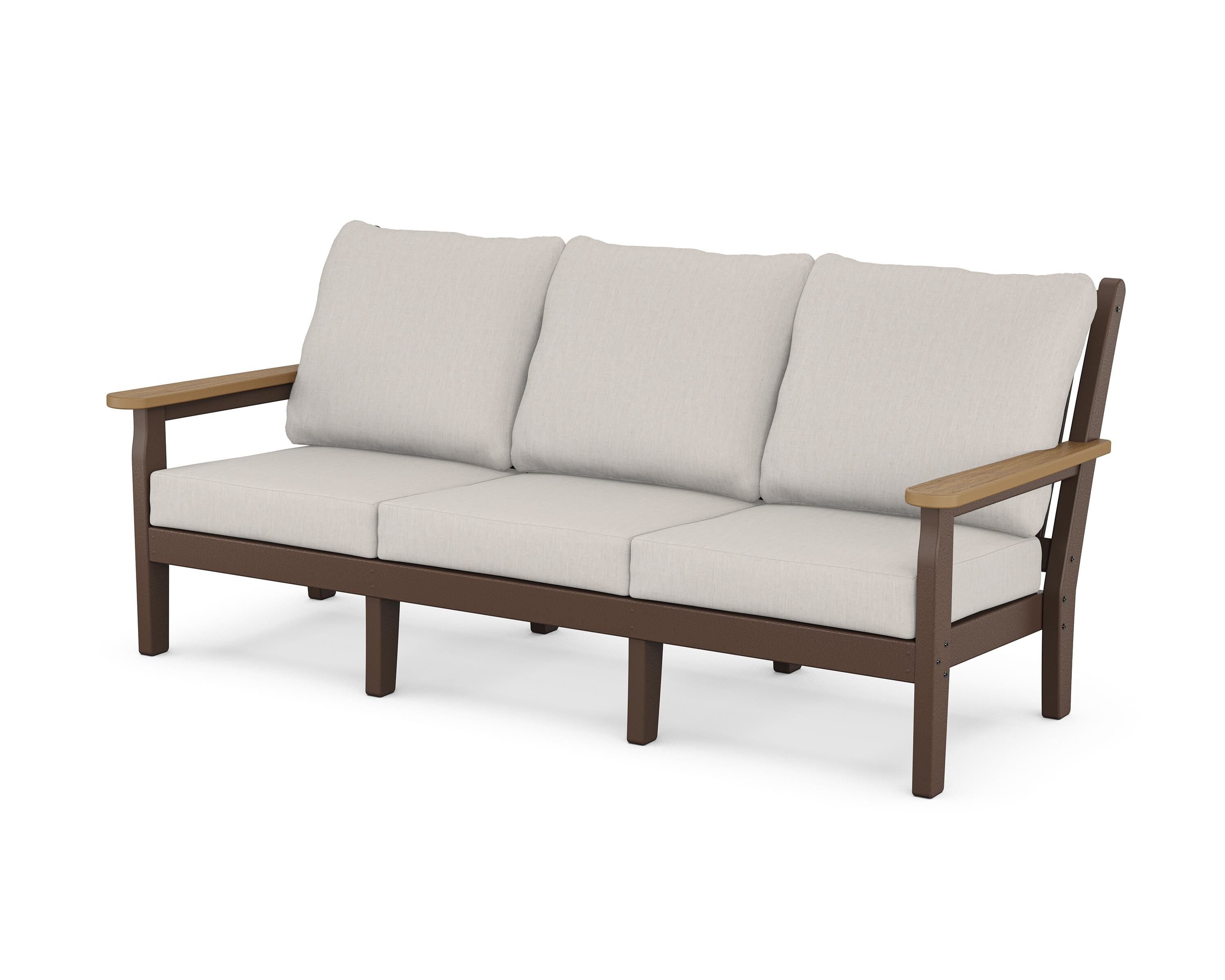 POLYWOOD® Chippendale Deep Seating Sofa in Mahogany / Natural / Cast Ash
