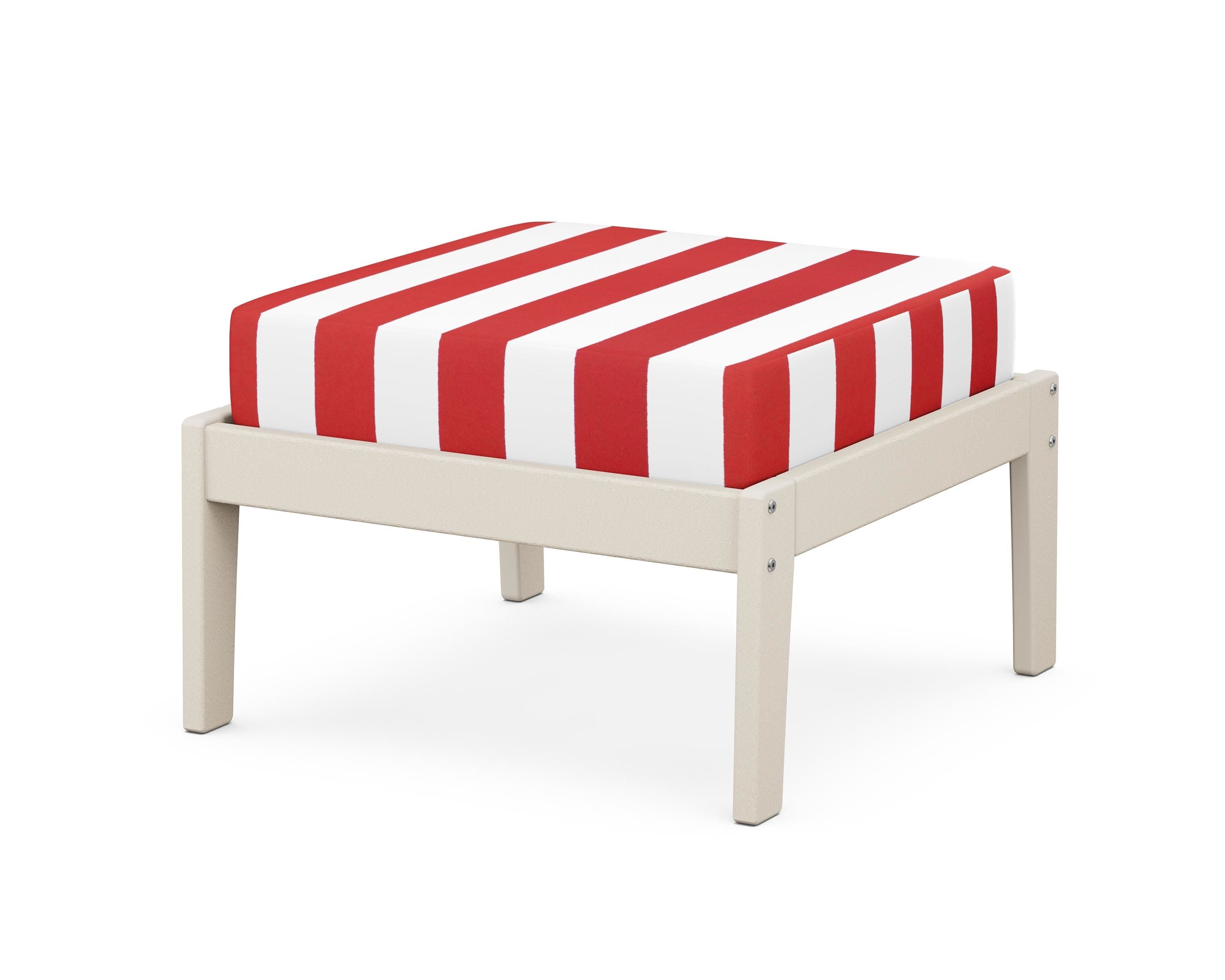 Unbranded Deep Seating Ottoman in Sand / Cabana Stripe Crimson