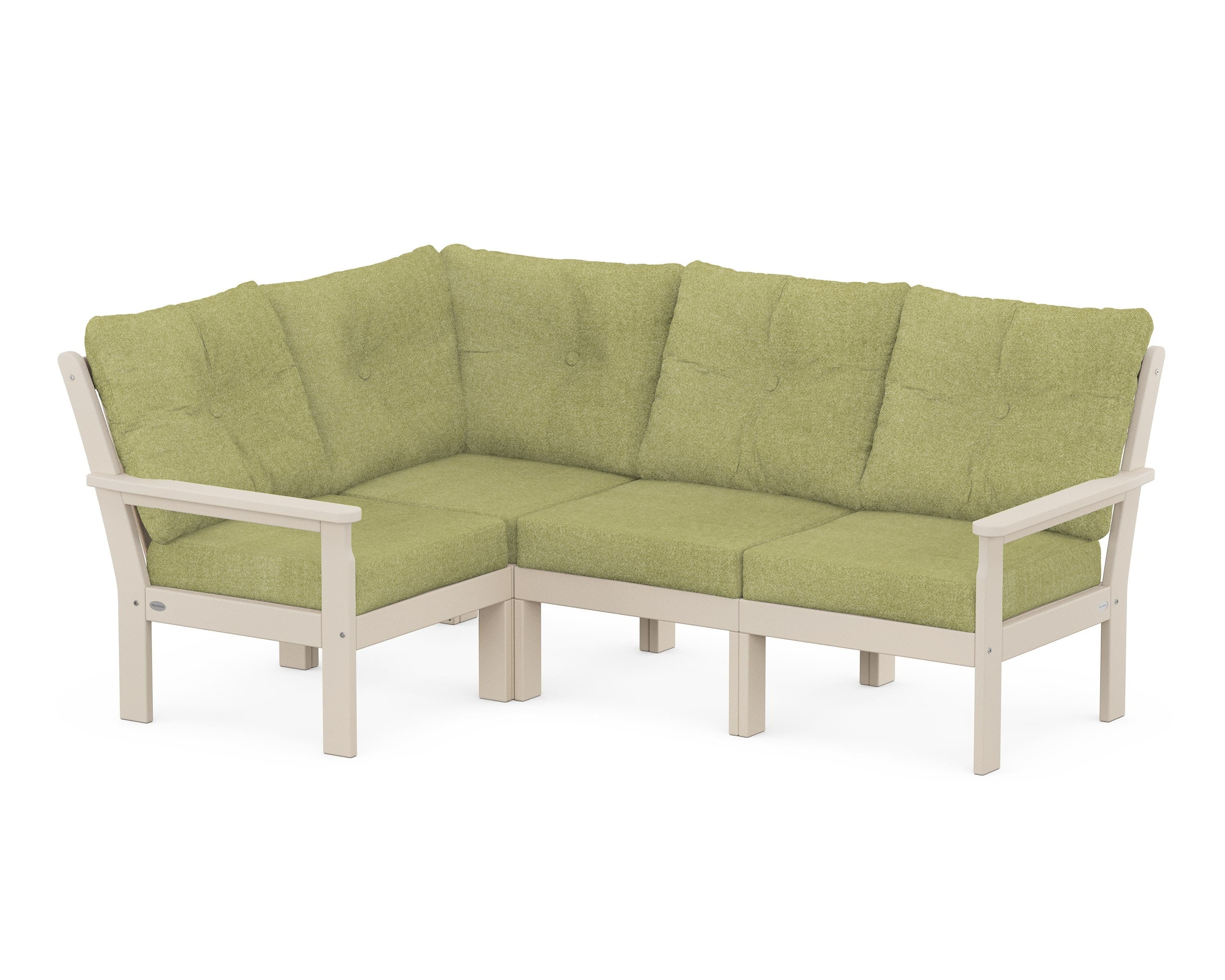 POLYWOOD® Vineyard 4-Piece Sectional in Sand / Chartreuse Boucle