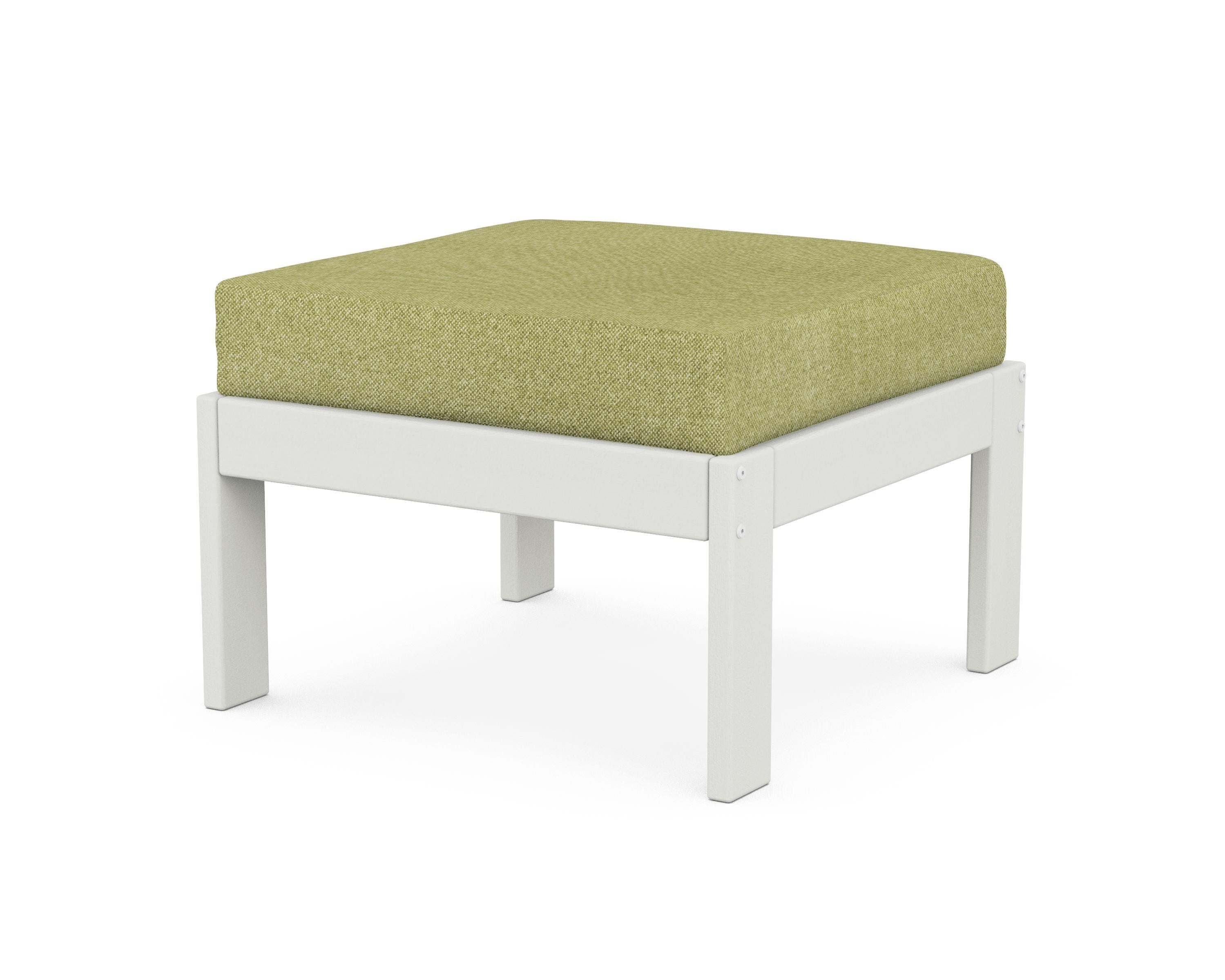 POLYWOOD® Vineyard Modular Ottoman in Vintage White / Chartreuse Boucle