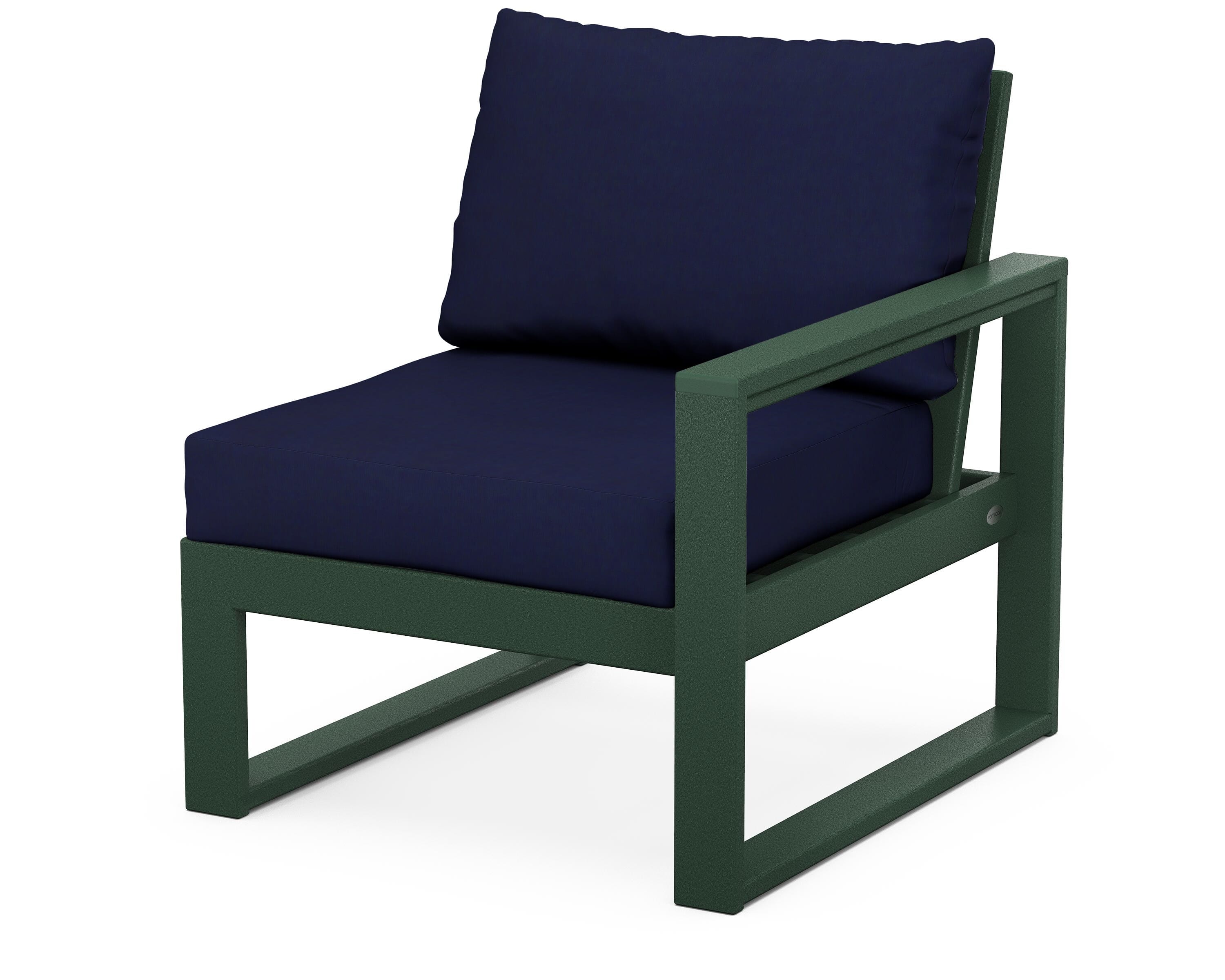 POLYWOOD® EDGE Modular Right Arm Chair in Green / Navy