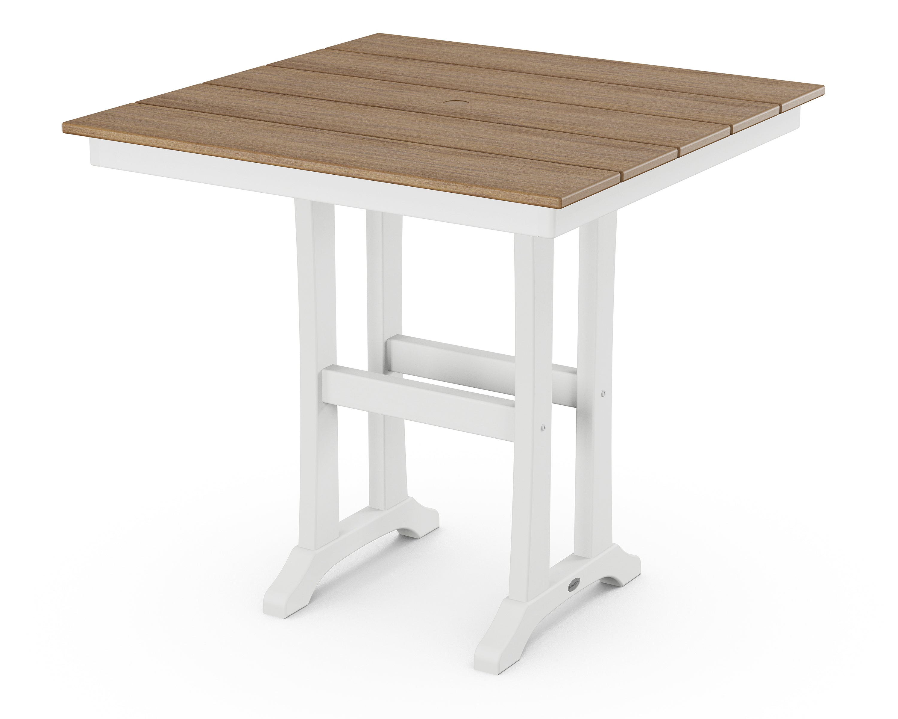 POLYWOOD® Farmhouse Trestle 37" Counter Table in White / Natural