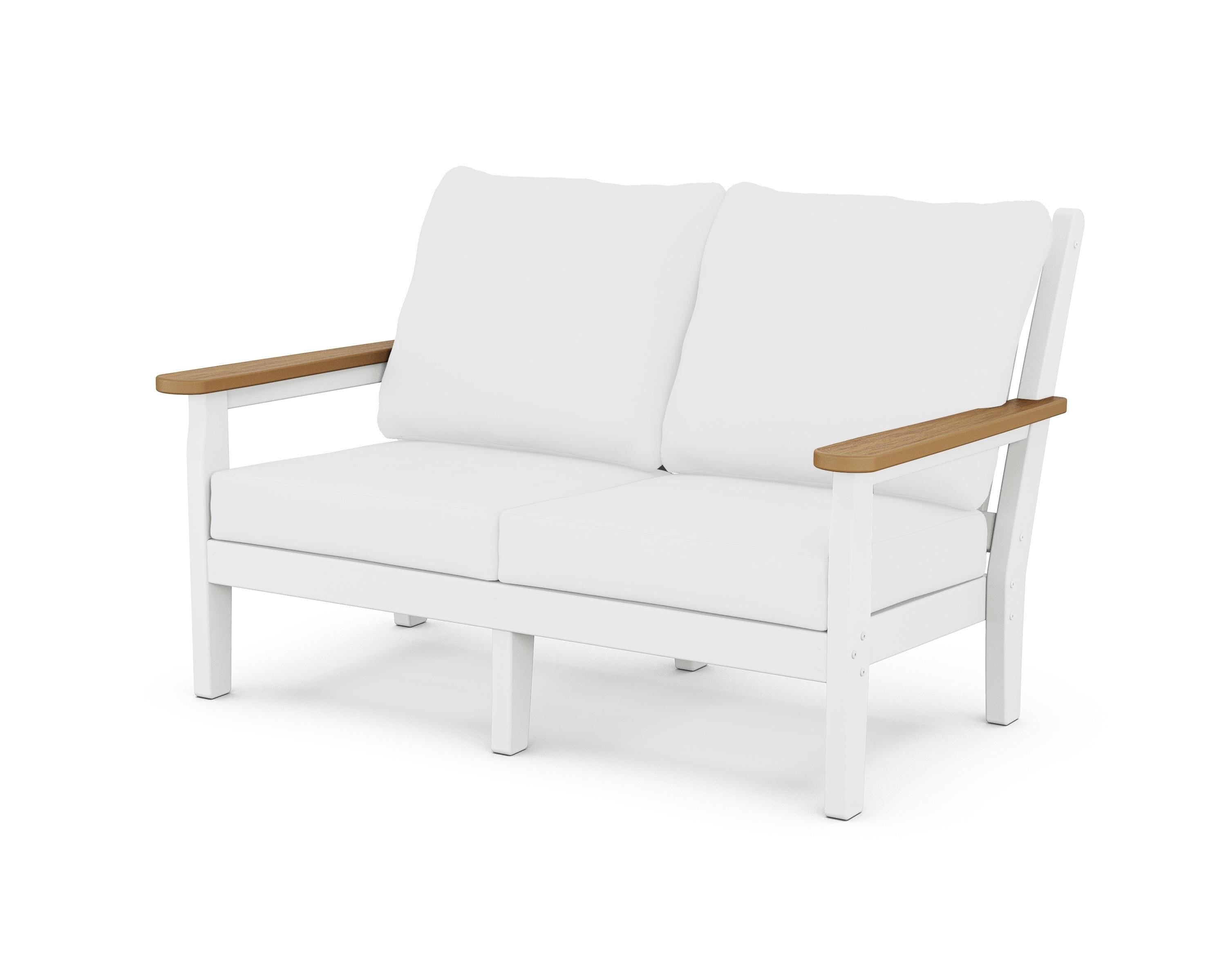 POLYWOOD® Chippendale Deep Seating Loveseat in White / Natural / Natural