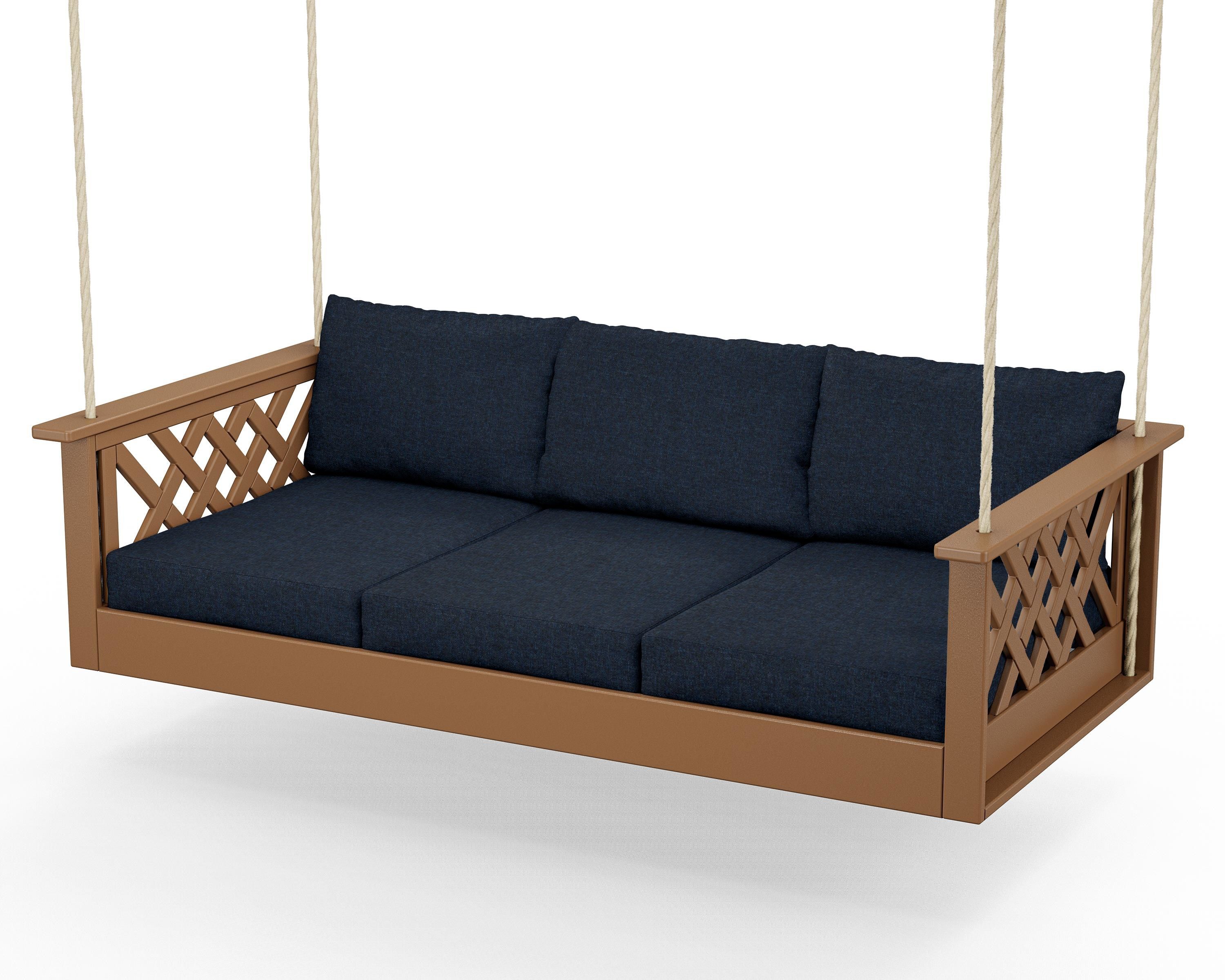 Country Living Wovendale Daybed Swing in Teak / Marine Indigo