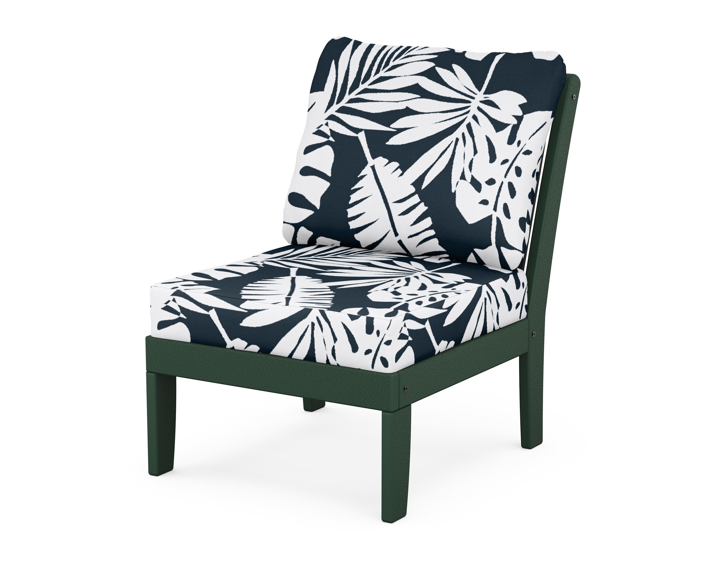POLYWOOD® Braxton Modular Armless Chair in Green / Leaf Marine Indigo