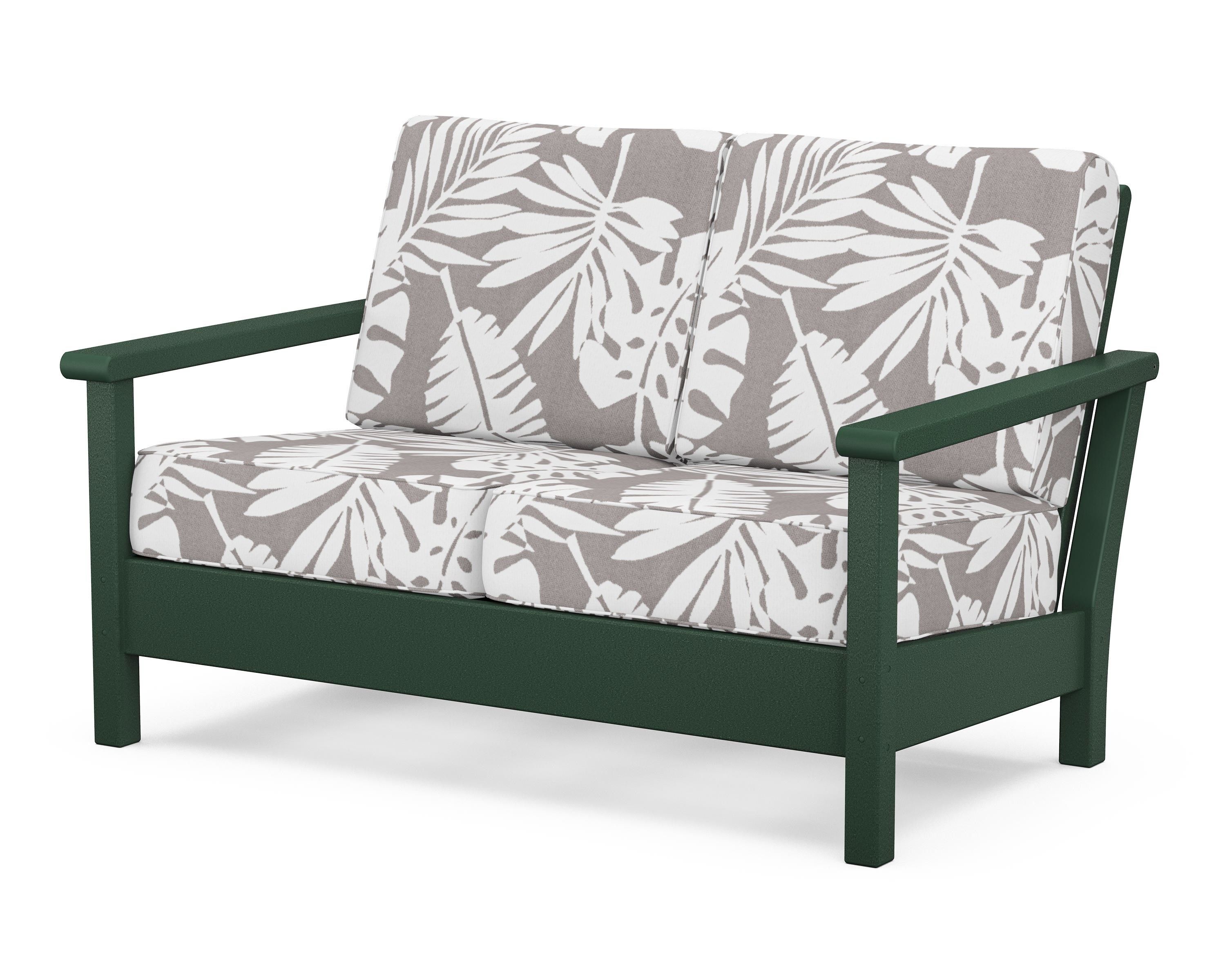 POLYWOOD® Harbour Deep Seating Loveseat in Green / Leaf Grey Mist