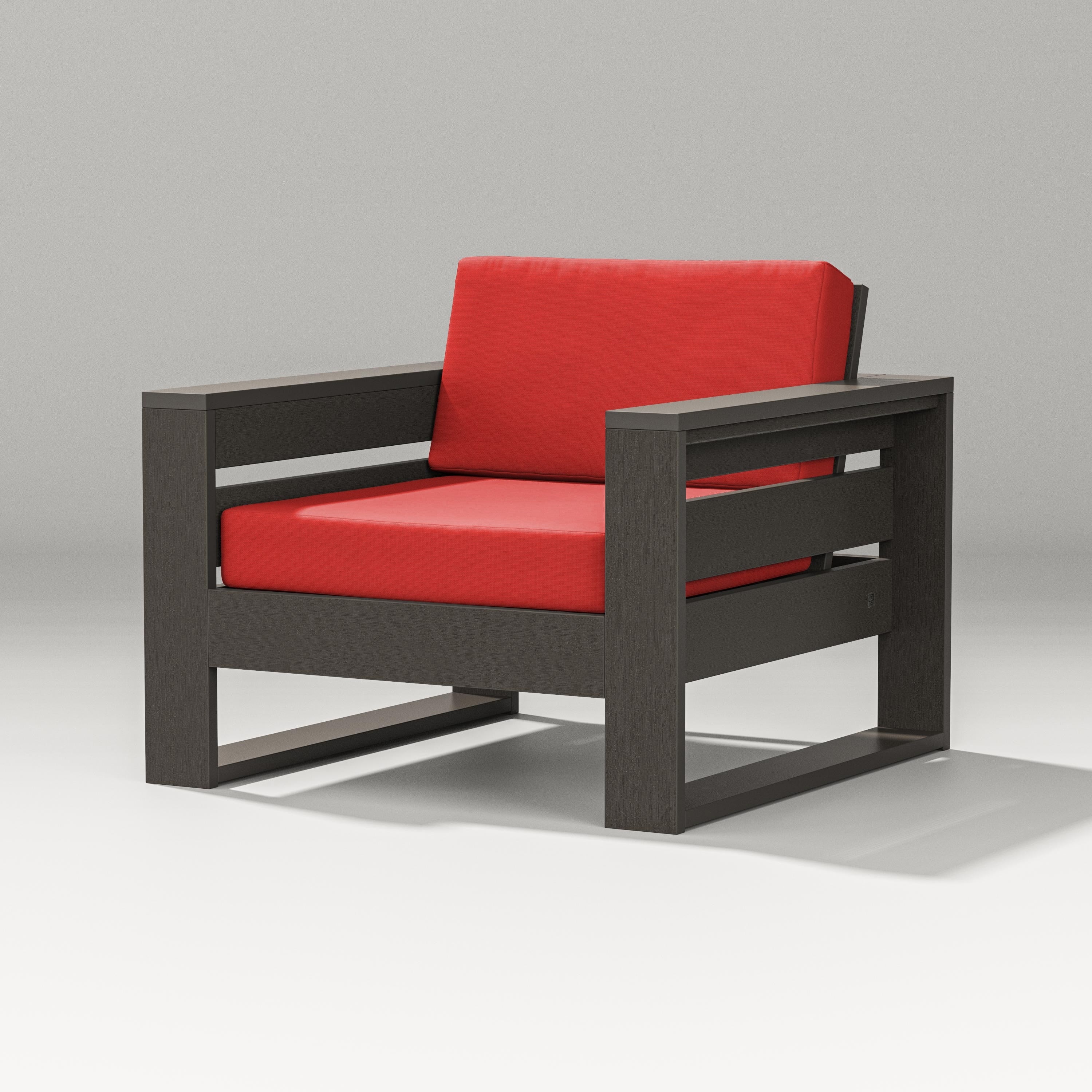 PW Designer Series Latitude Lounge Chair in Vintage Coffee / Crimson Linen