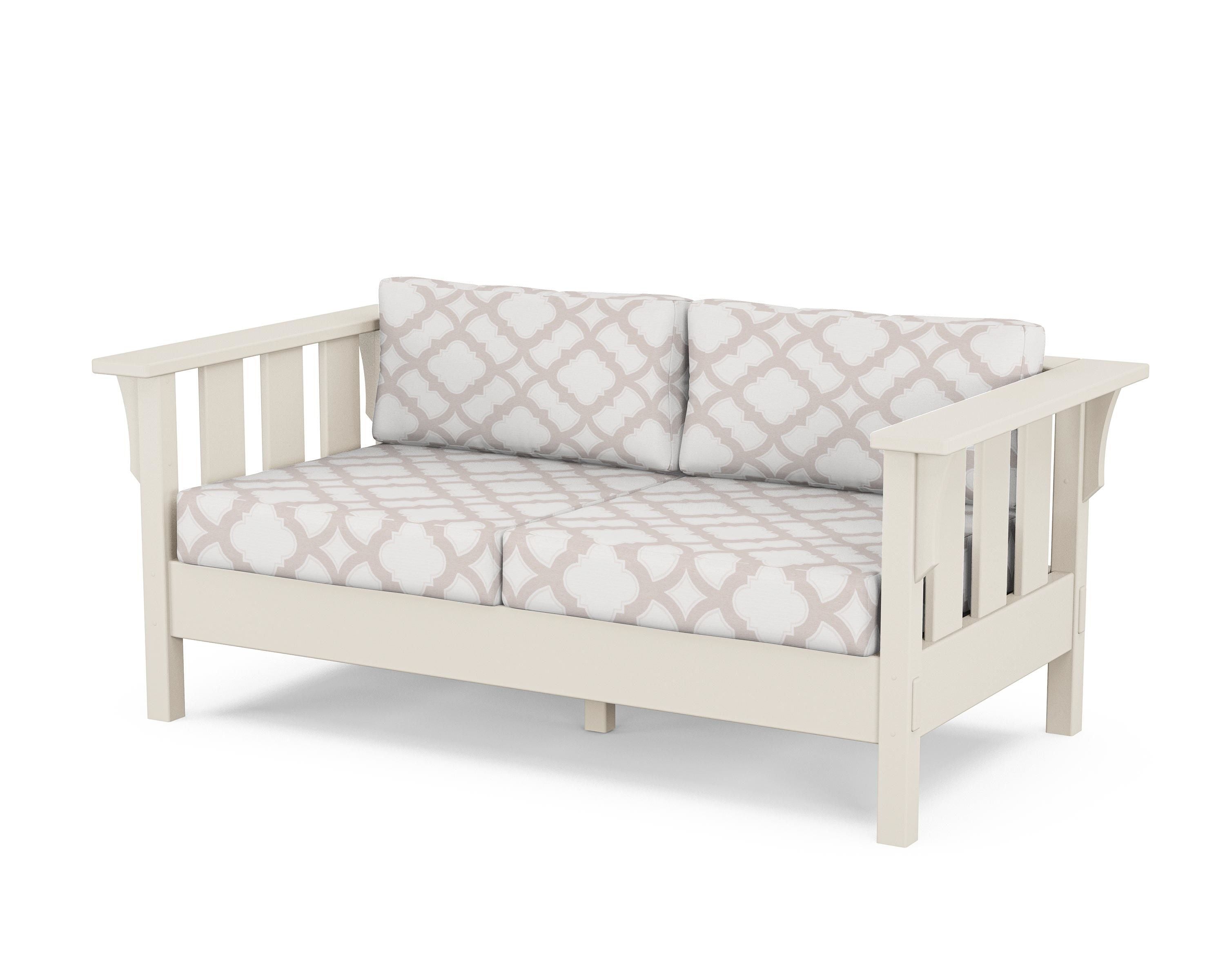 Martha Stewart by POLYWOOD® Acadia Deep Seating Loveseat in Sand / Trellis Dune Burlap