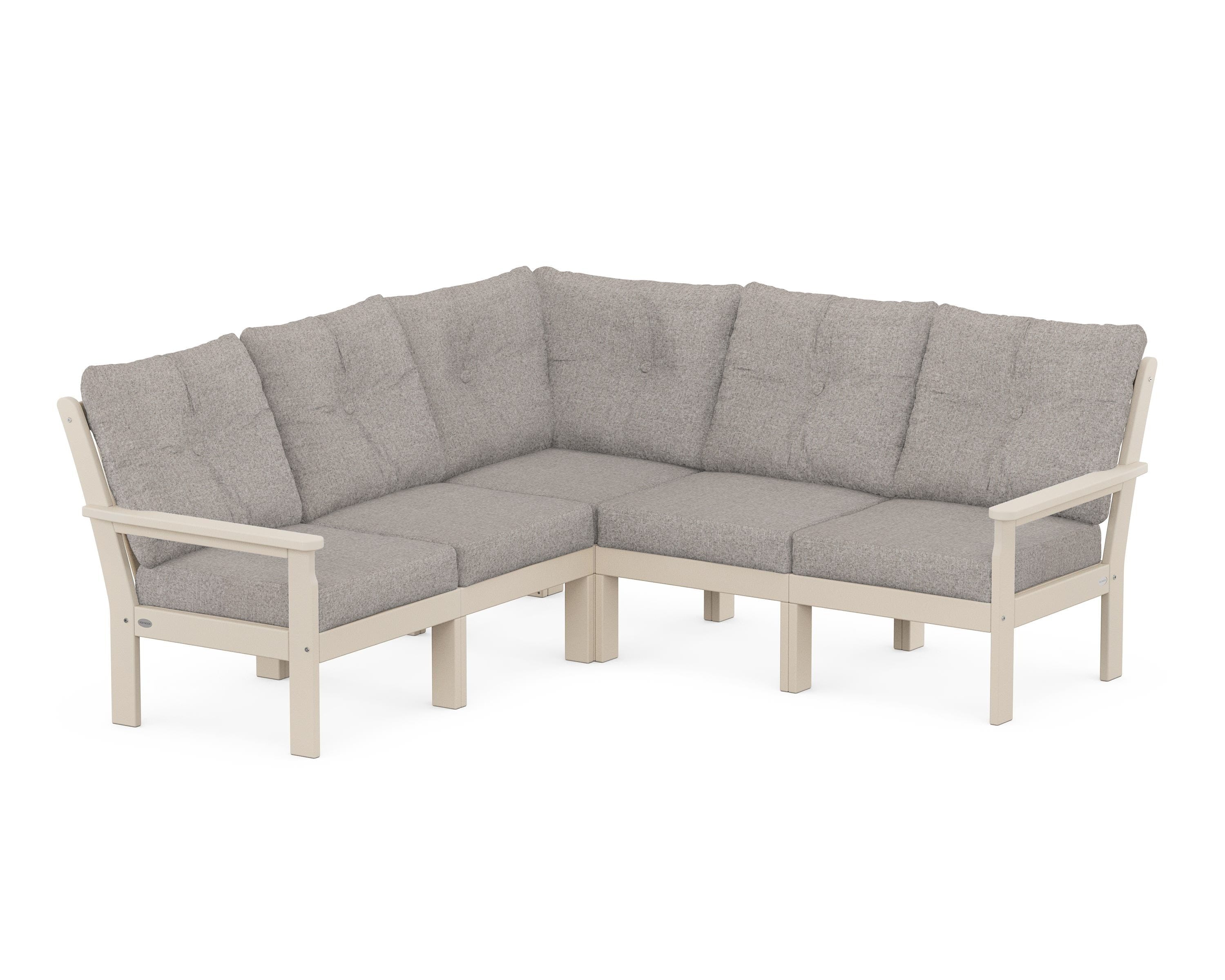 POLYWOOD® Vineyard 5-Piece Sectional in Sand / Weathered Tweed