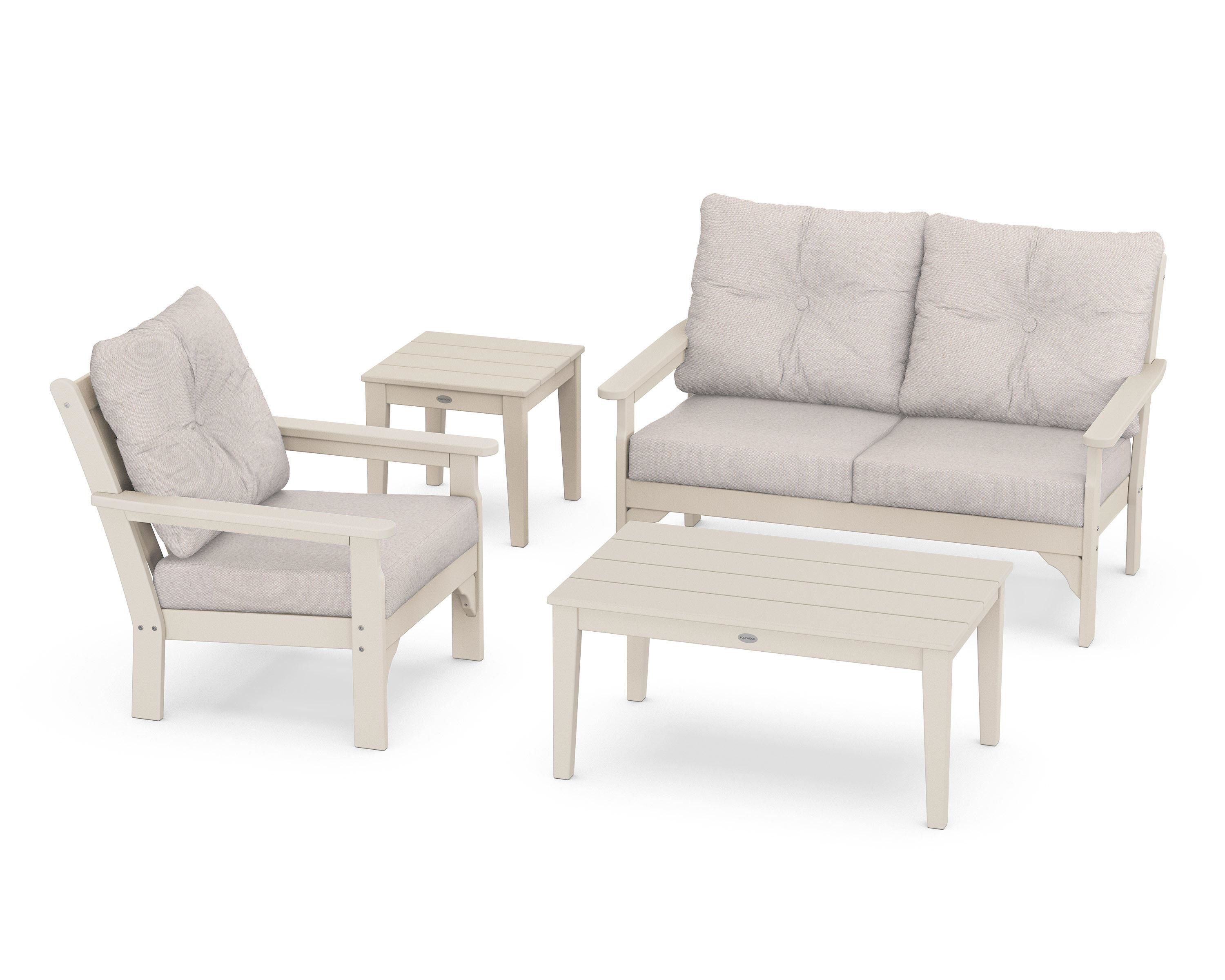 POLYWOOD® Vineyard 4-Piece Deep Seating Set in Sand / Dune Burlap