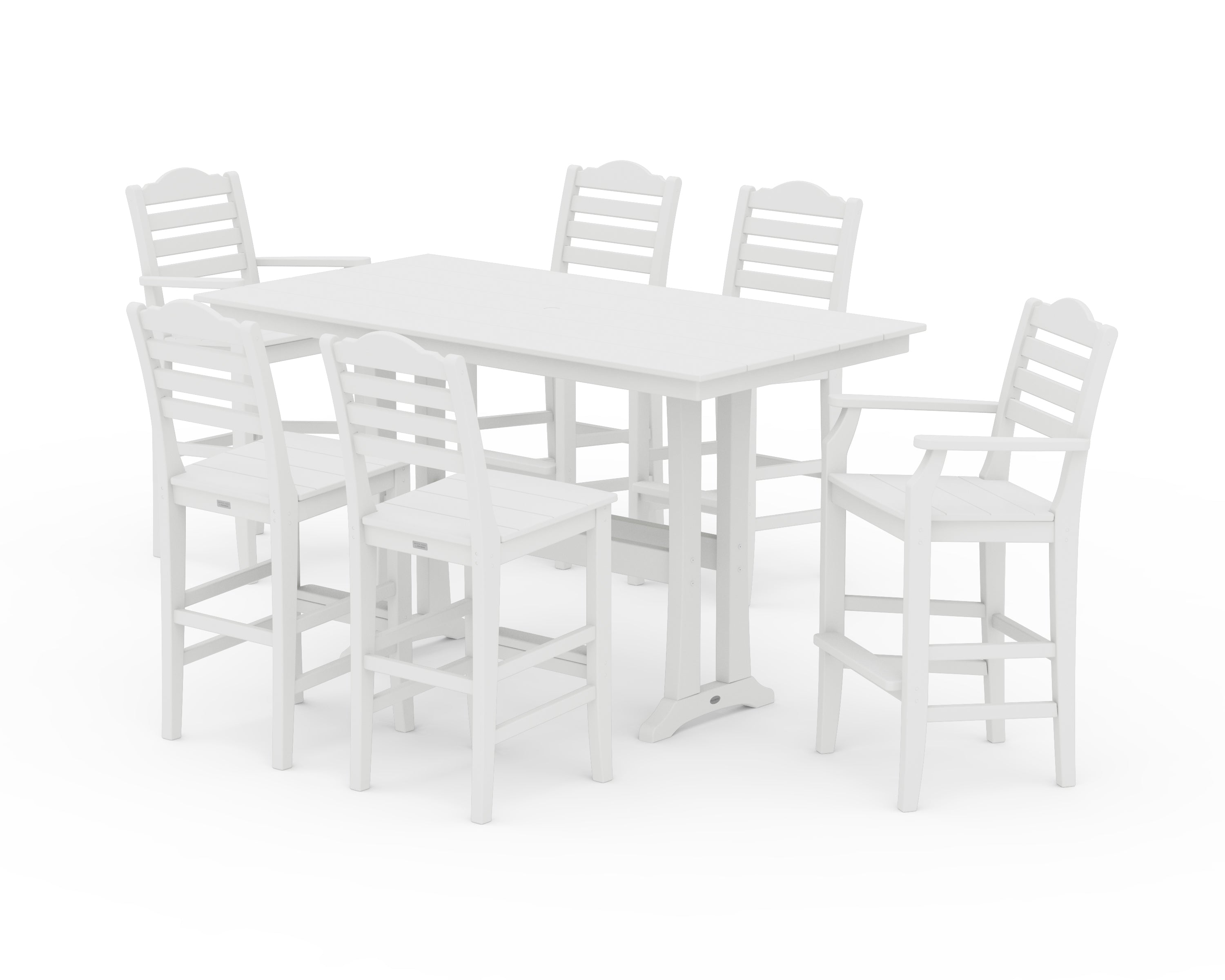 Draper James™ by POLYWOOD® Savannah 7-Piece Farmhouse Bar Set with Trestle Legs in White