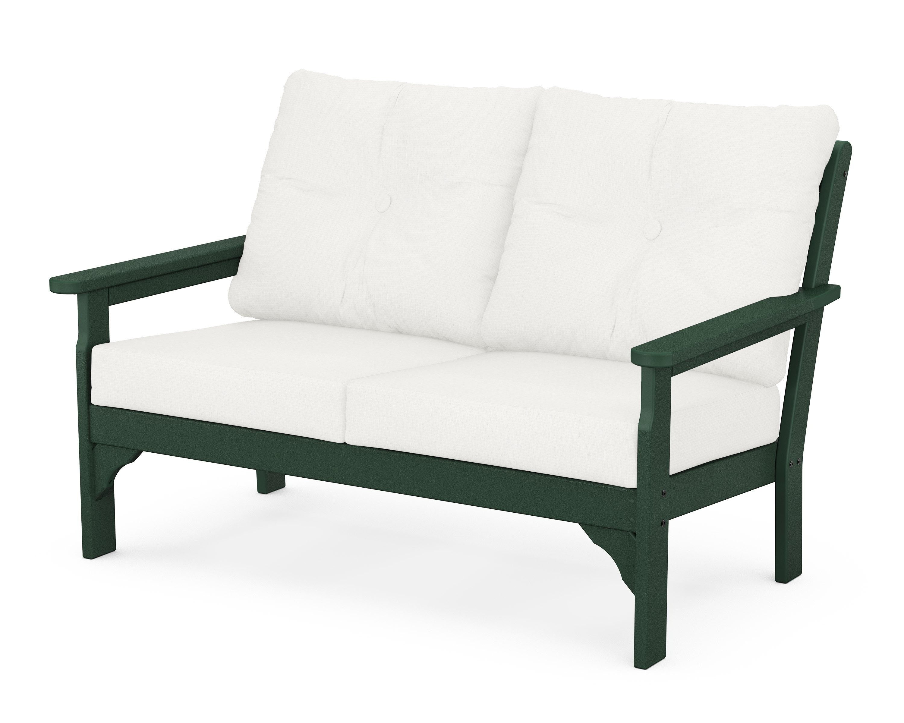 POLYWOOD® Vineyard Deep Seating Loveseat in Green / Natural Linen