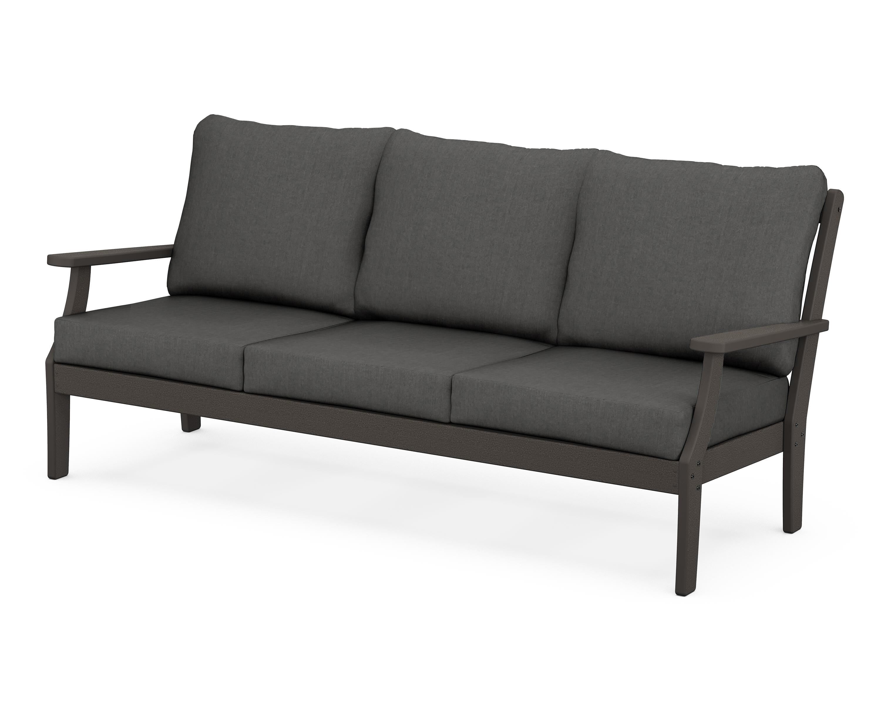 POLYWOOD® Braxton Deep Seating Sofa in Vintage Coffee / Spectrum Carbon