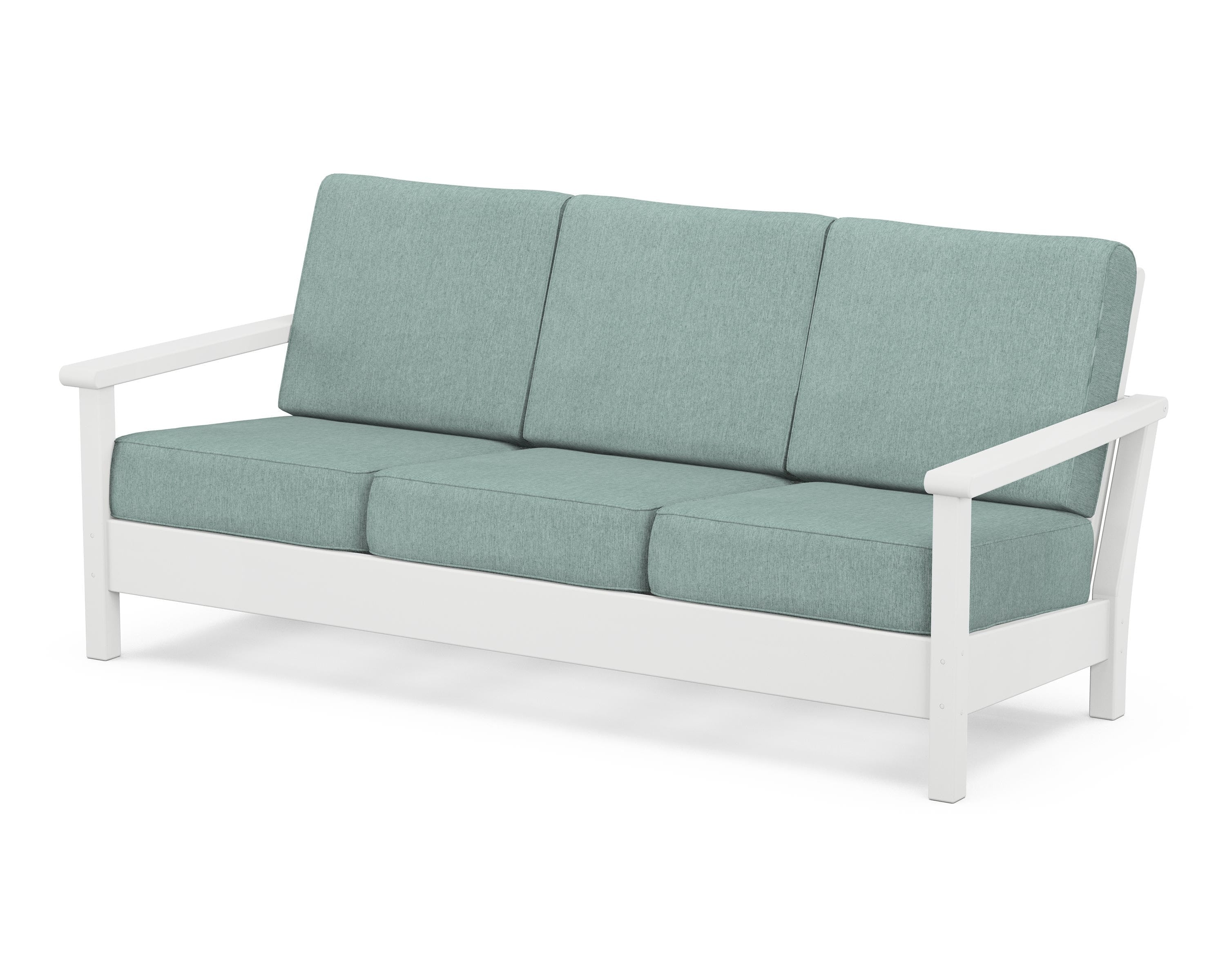 POLYWOOD® Harbour Deep Seating Sofa in White / Glacier Spa