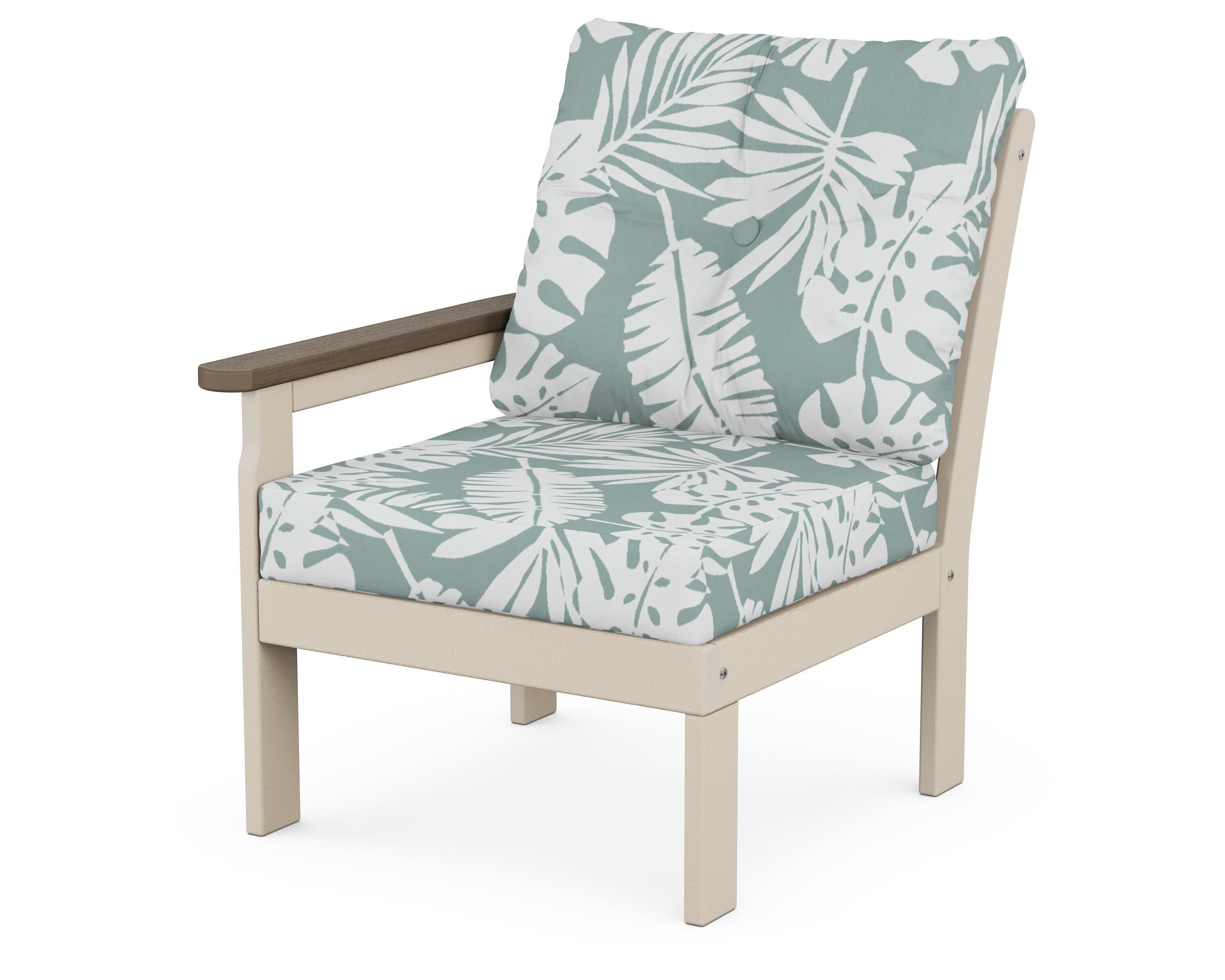 POLYWOOD® Vineyard Modular Left Arm Chair in Sand / Kona / Leaf Glacier Spa