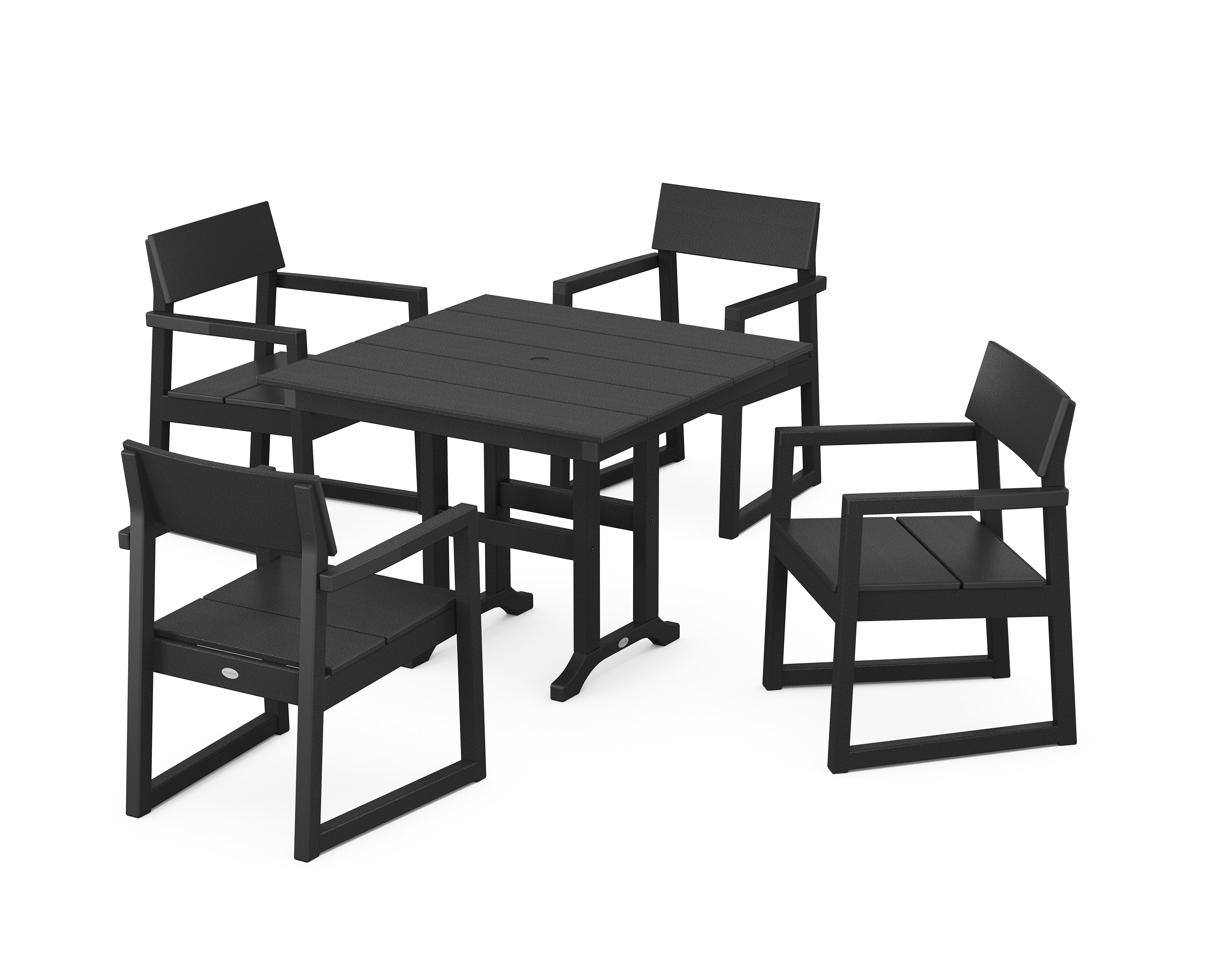 POLYWOOD® EDGE 5-Piece Farmhouse Dining Set in Black