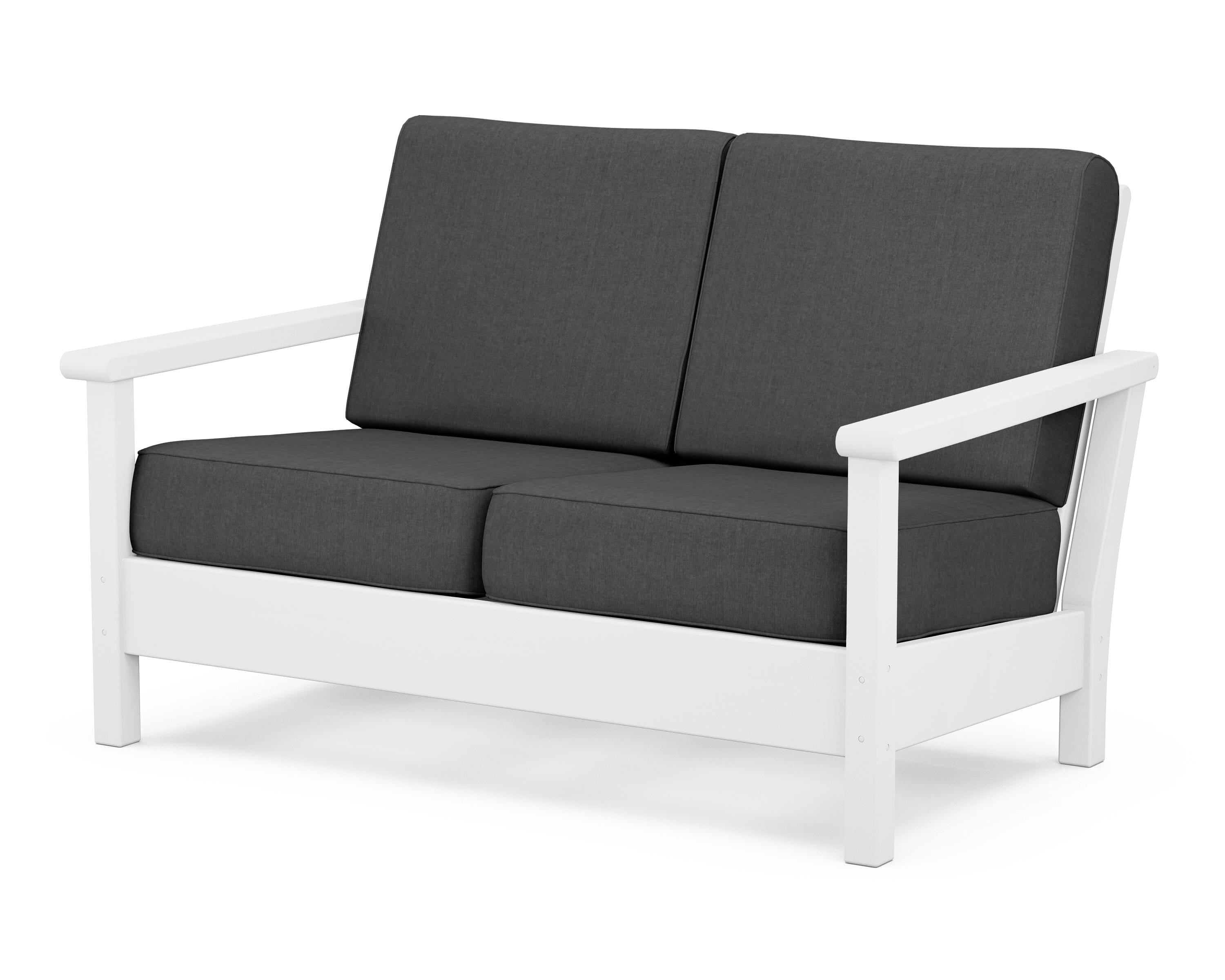 POLYWOOD® Harbour Deep Seating Loveseat in White / Spectrum Carbon