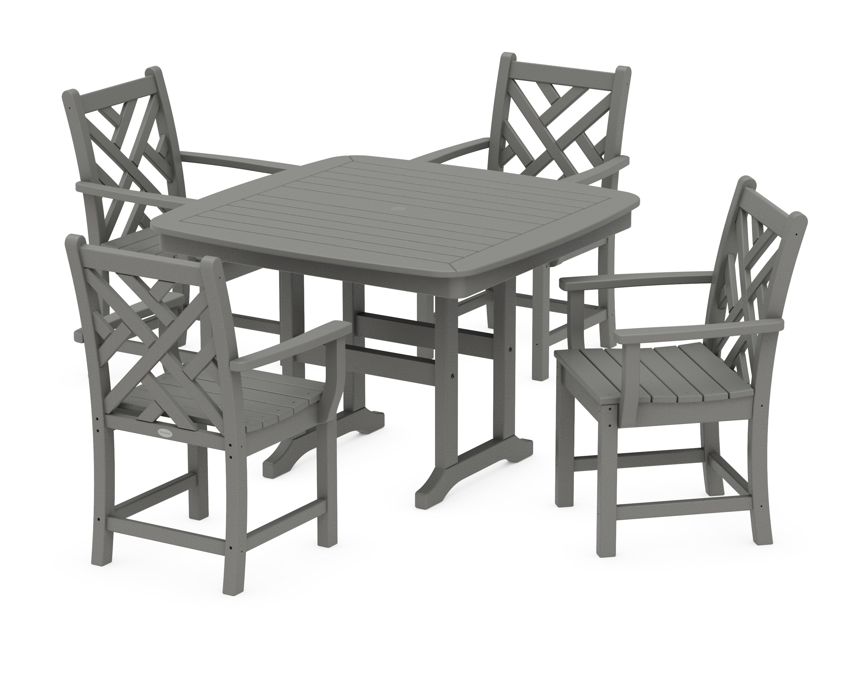 POLYWOOD® Chippendale 5-Piece Dining Set with Trestle Legs in Slate Grey