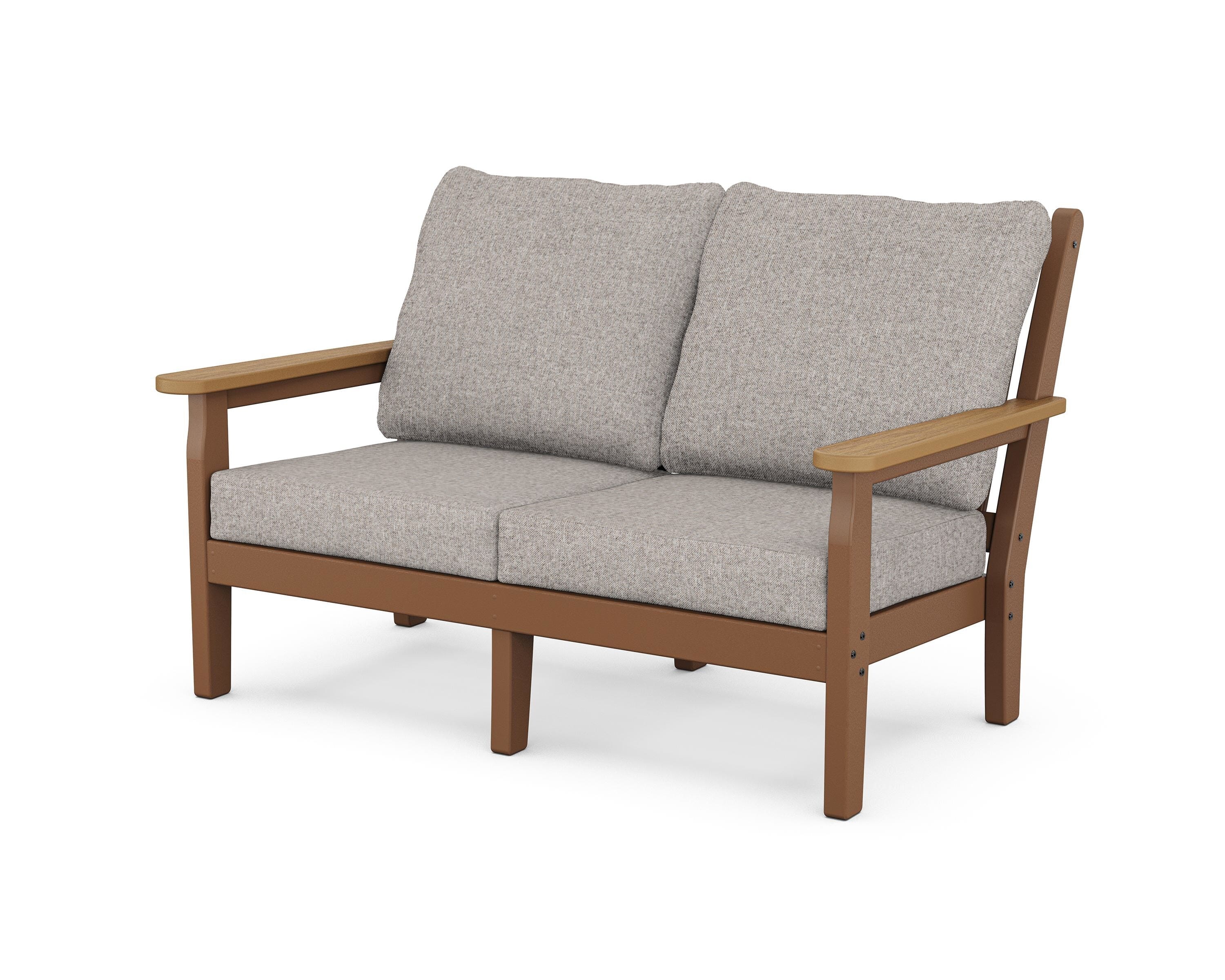 POLYWOOD® Chippendale Deep Seating Loveseat in Teak / Natural / Weathered Tweed