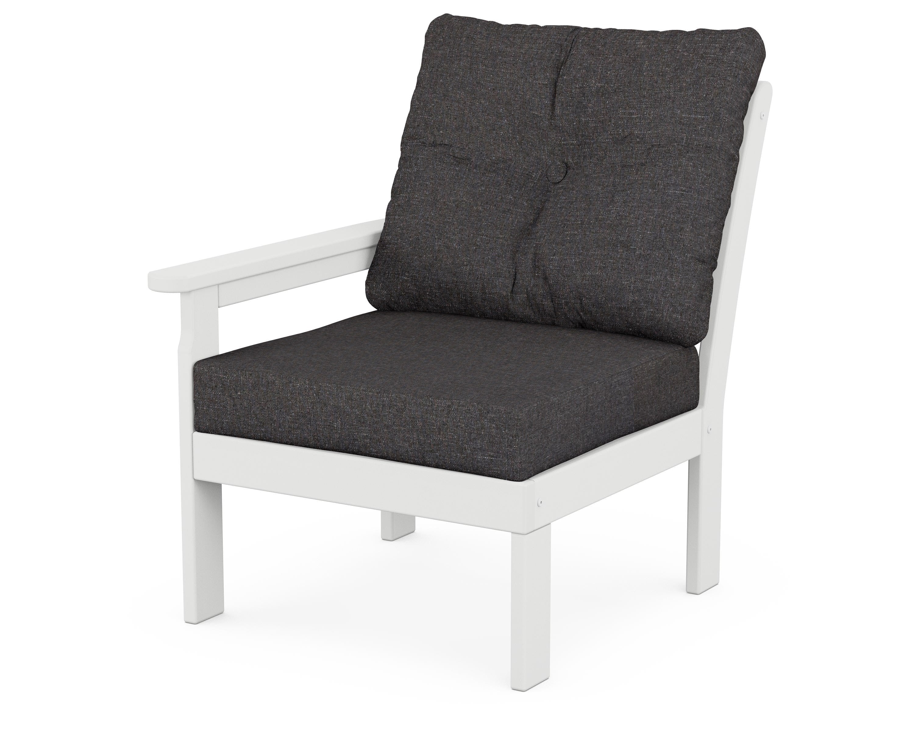 POLYWOOD® Vineyard Modular Left Arm Chair in White / Ash Charcoal