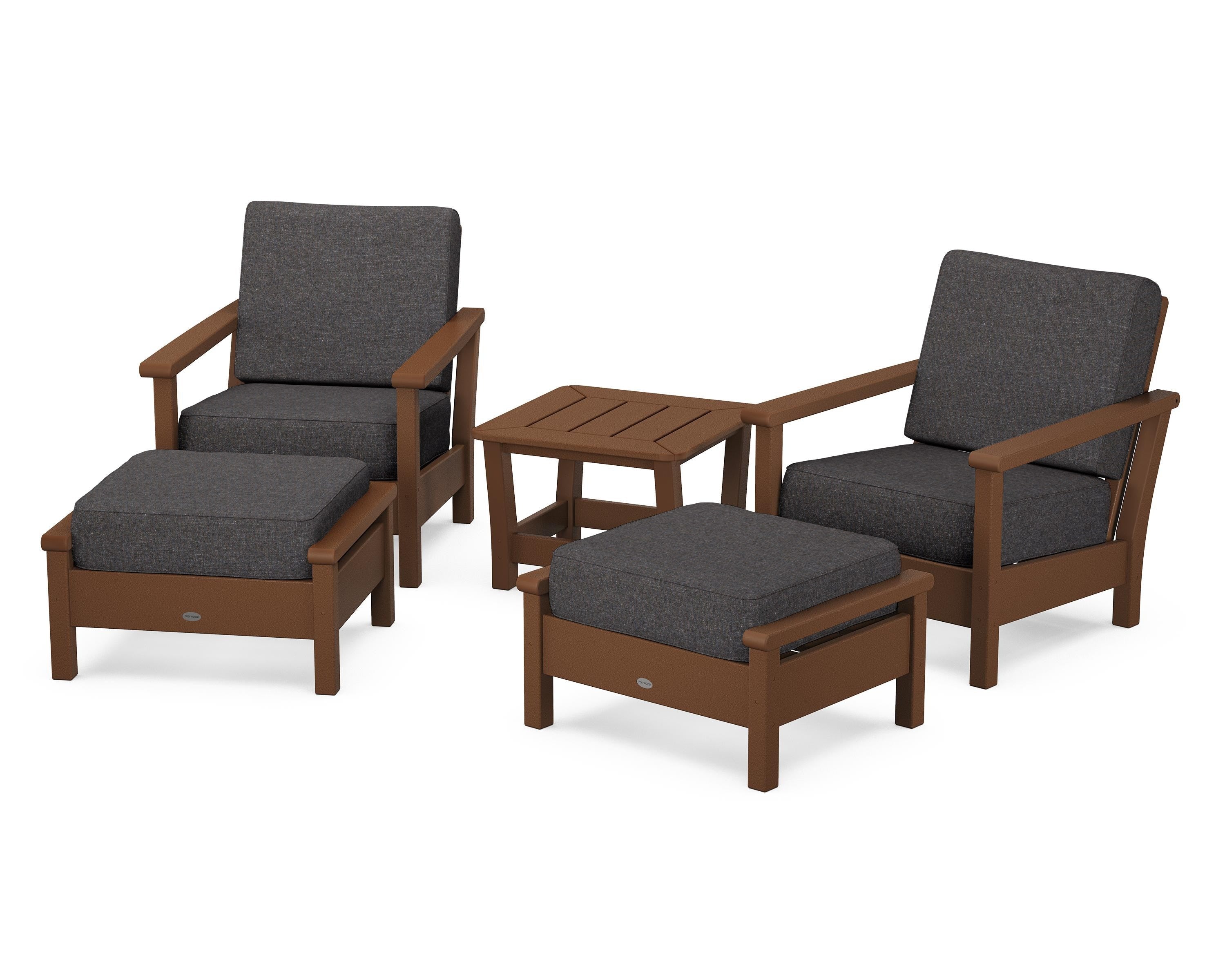 POLYWOOD® Harbour 5-Piece Deep Seating Chair Set in Teak / Ash Charcoal