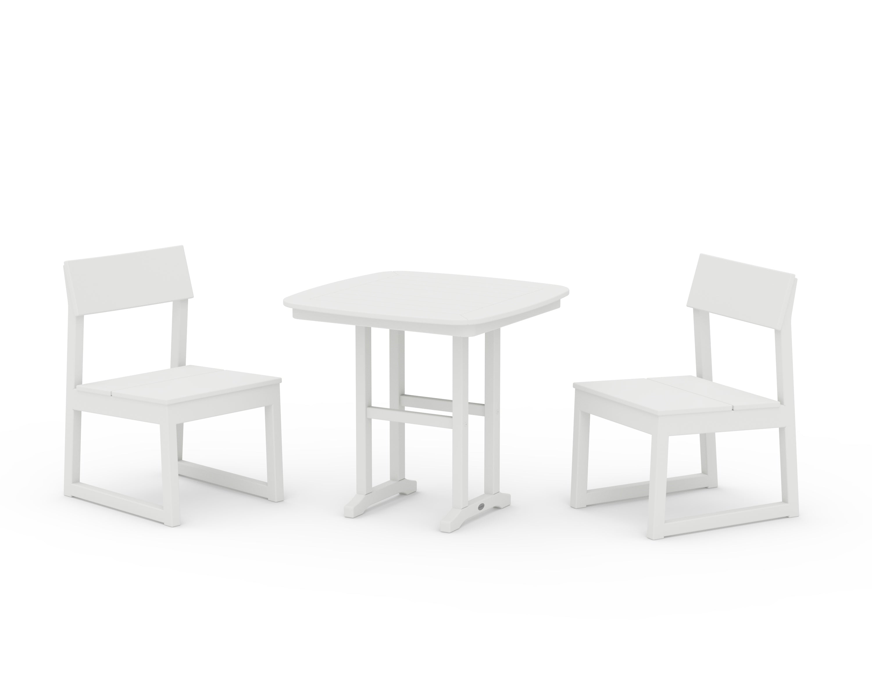 POLYWOOD® EDGE Side Chair 3-Piece Dining Set in White