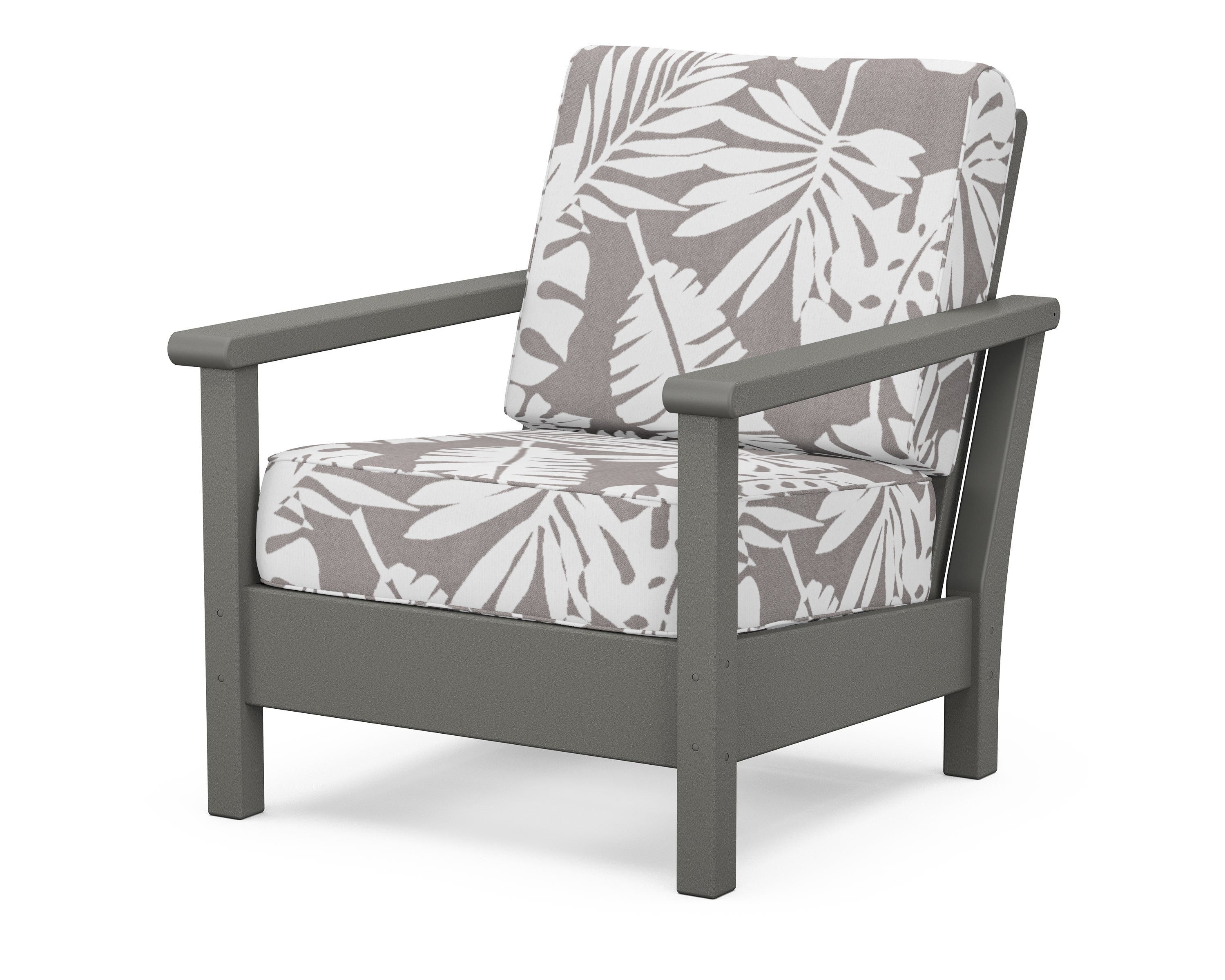POLYWOOD® Harbour Deep Seating Chair in Slate Grey / Leaf Grey Mist