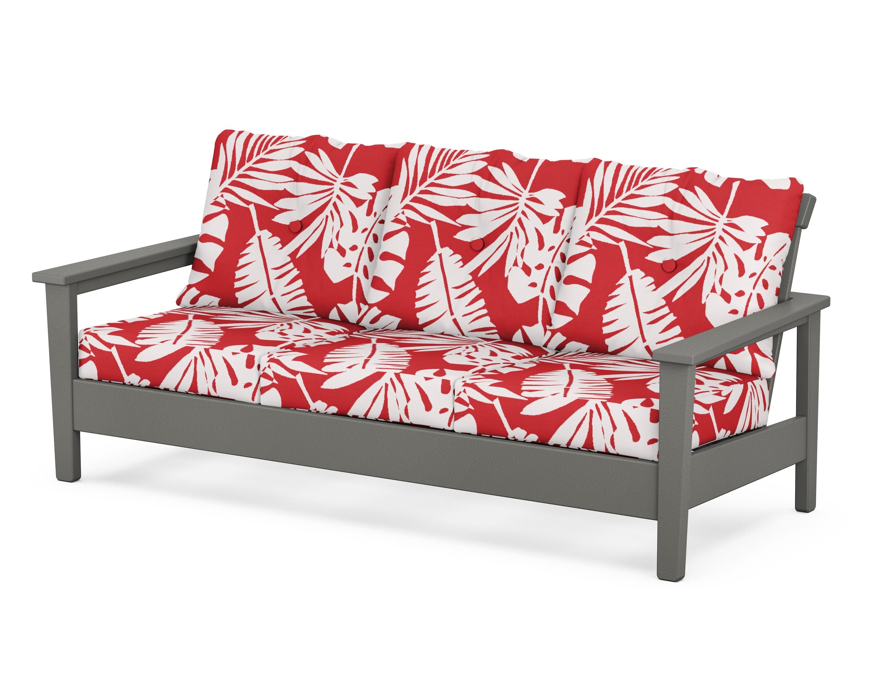 POLYWOOD® Prescott Deep Seating Sofa in Slate Grey / Leaf Crimson