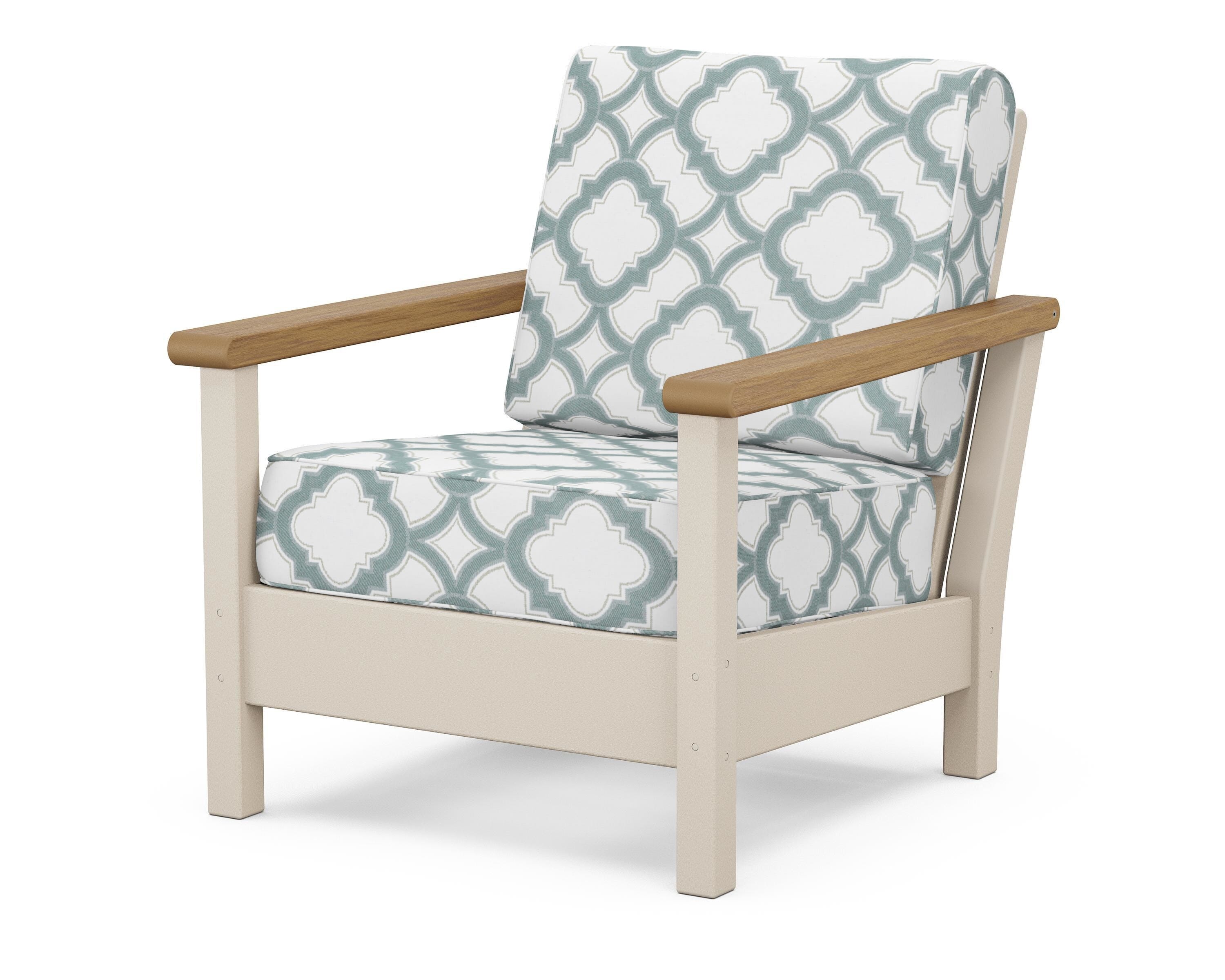 POLYWOOD® Harbour Deep Seating Chair in Sand / Natural / Trellis Glacier Spa