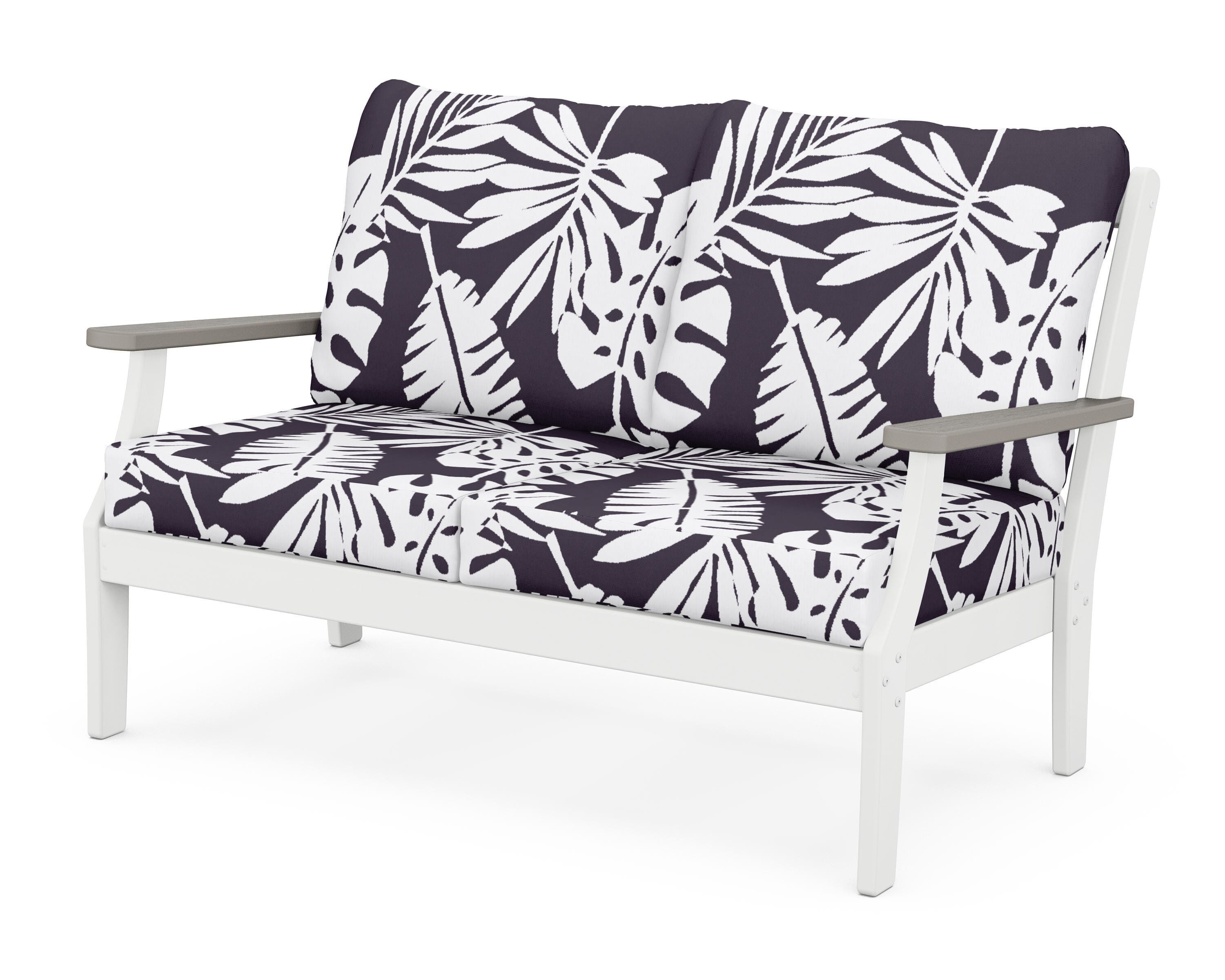 POLYWOOD® Braxton Deep Seating Loveseat in White / Driftwood / Leaf Navy