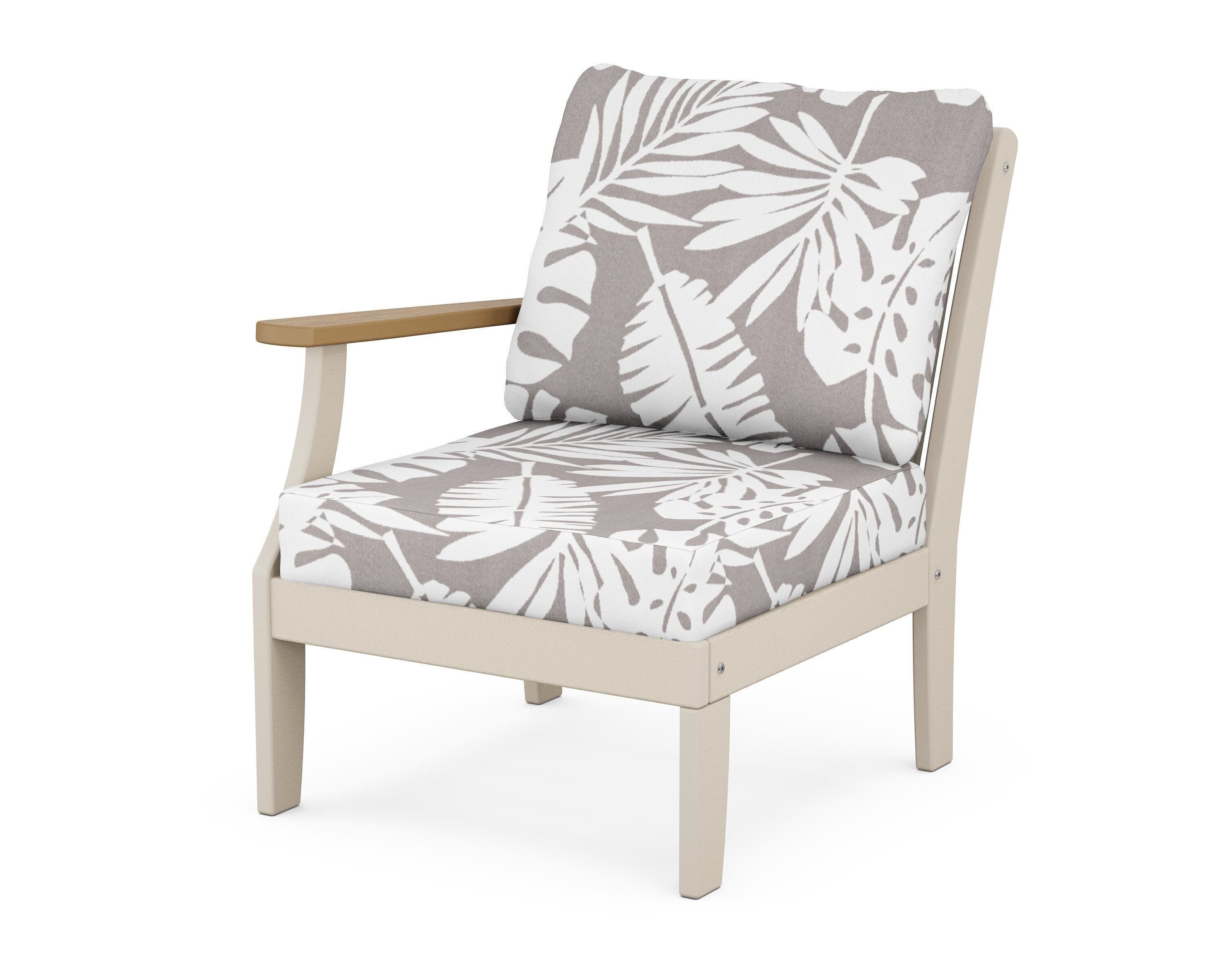 POLYWOOD® Braxton Modular Left Arm Chair in Sand / Natural / Leaf Grey Mist