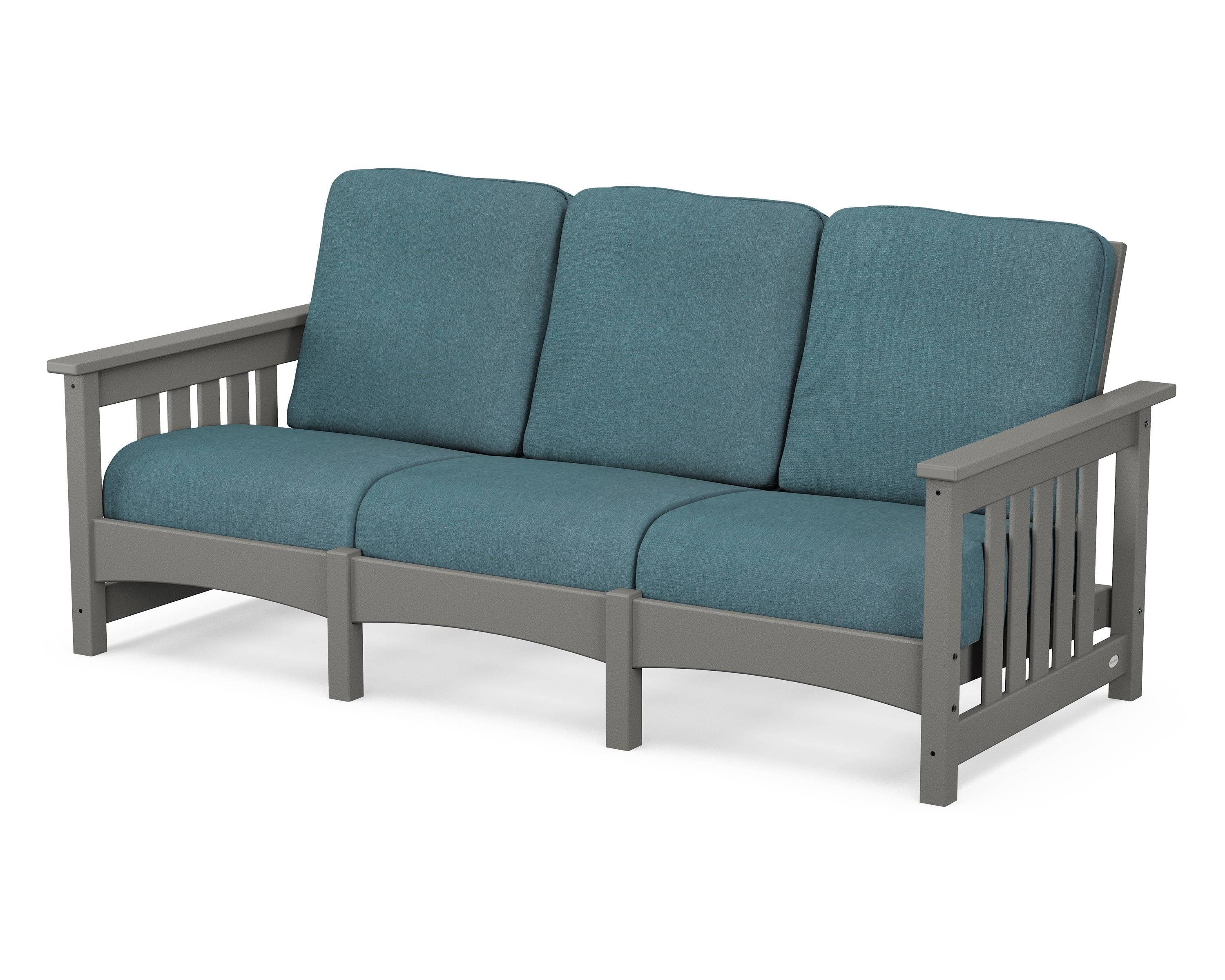 POLYWOOD® Club Mission Sofa in Slate Grey / Ocean Teal