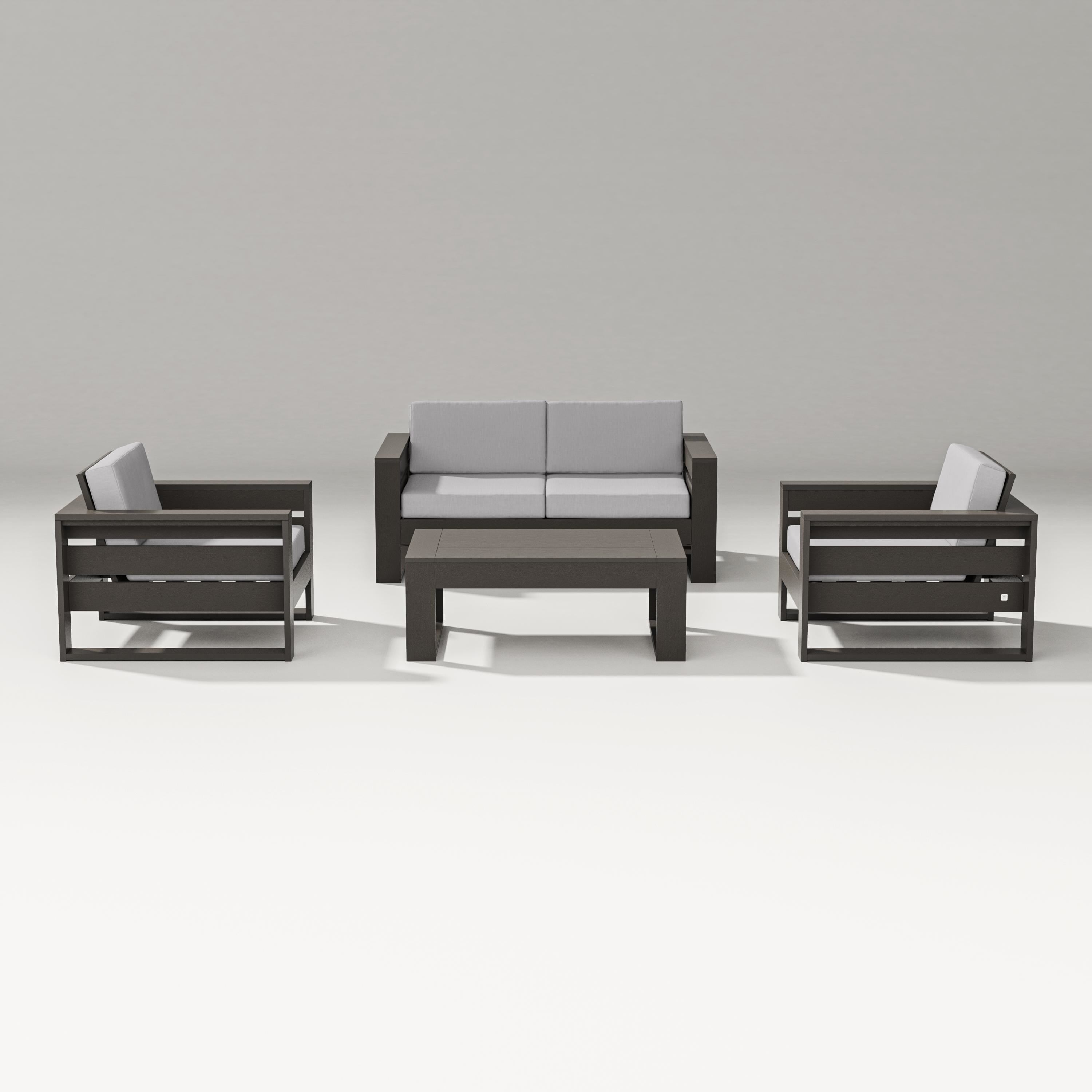 PW Designer Series Latitude 4-Piece Lounge Loveseat Set in Vintage Coffee / Granite