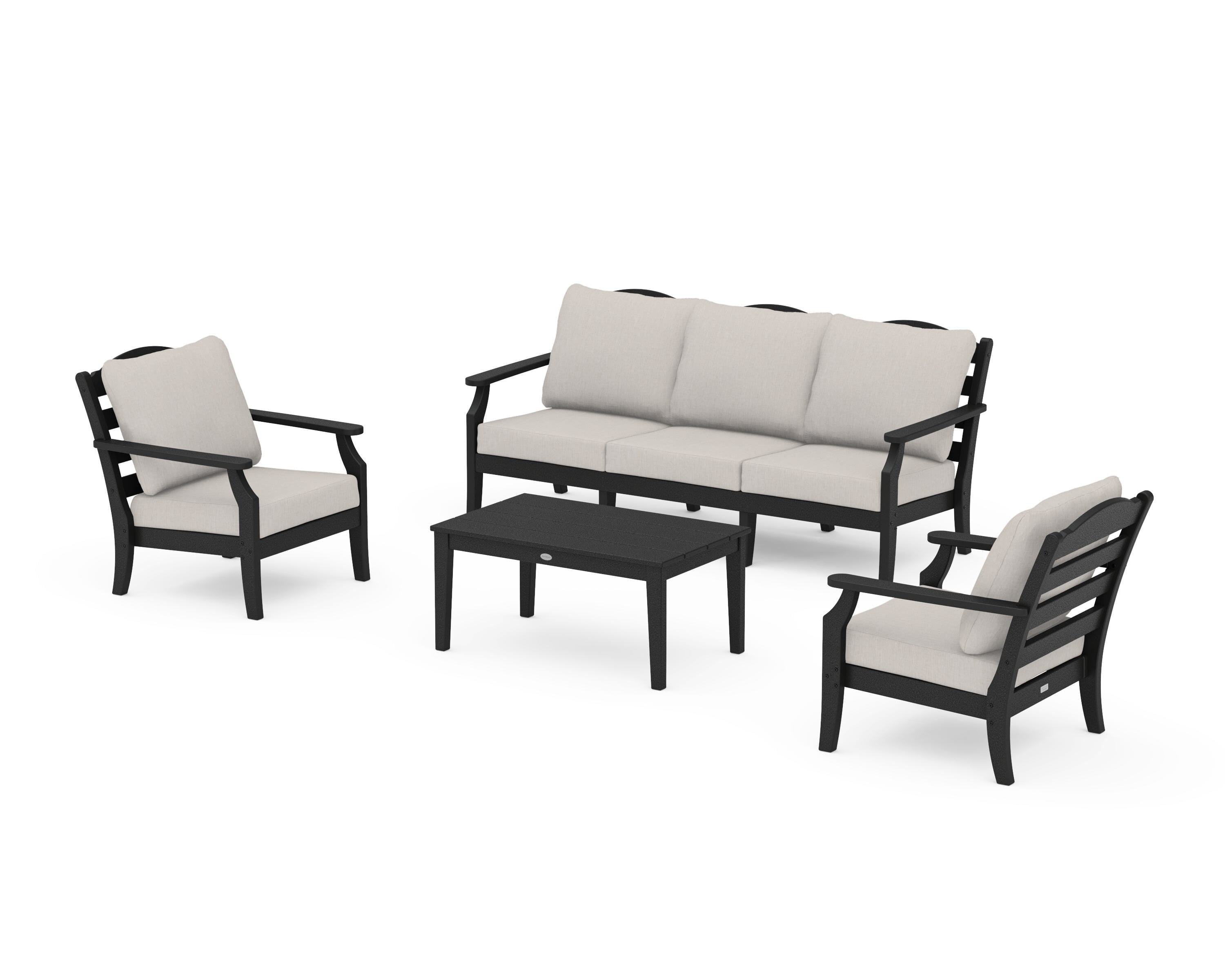 Draper James™ by POLYWOOD® Savannah 4-Piece Deep Seating Set with Sofa in Black / Cast Ash