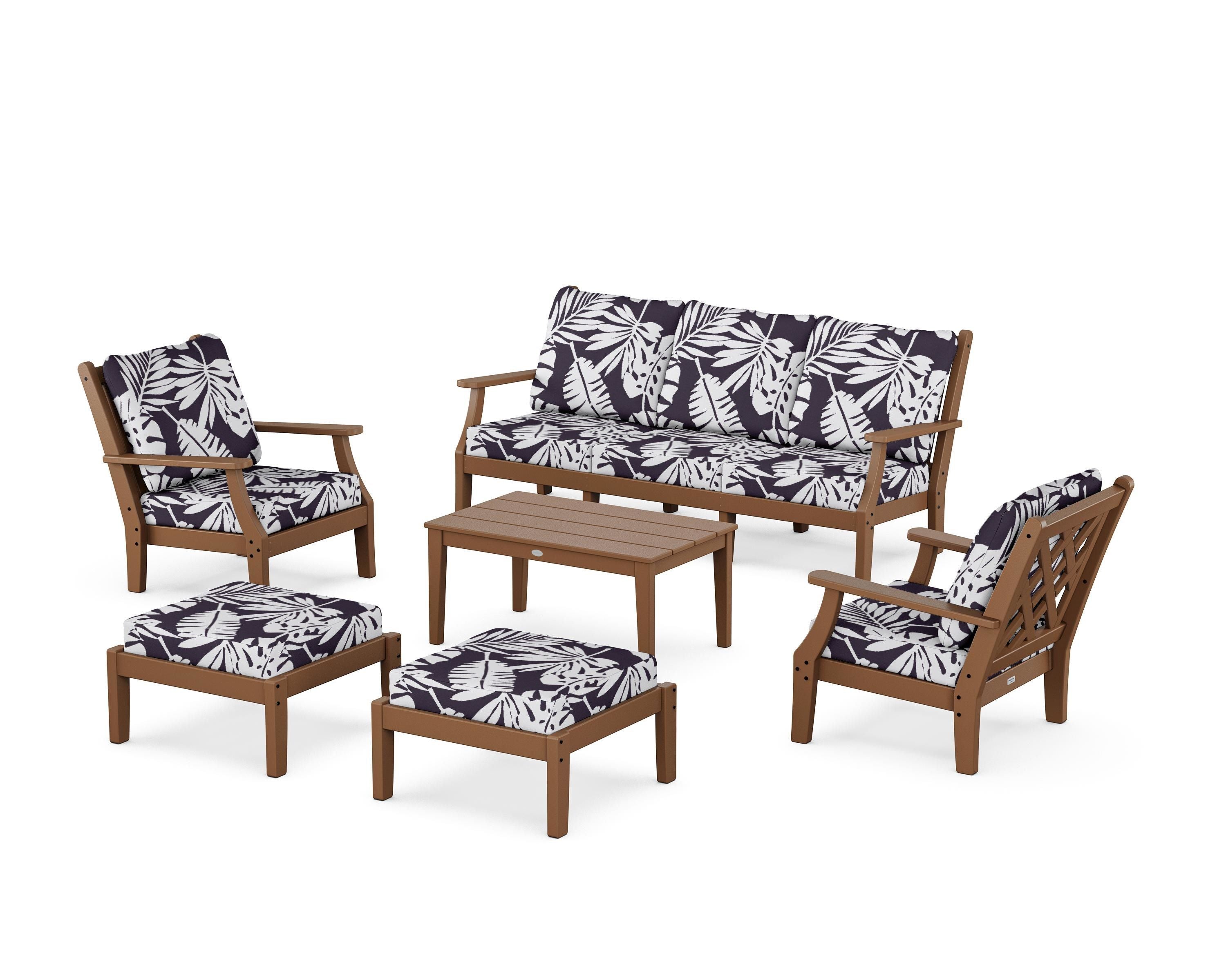 Country Living Wovendale 6-Piece Lounge Sofa Set in Teak / Leaf Navy