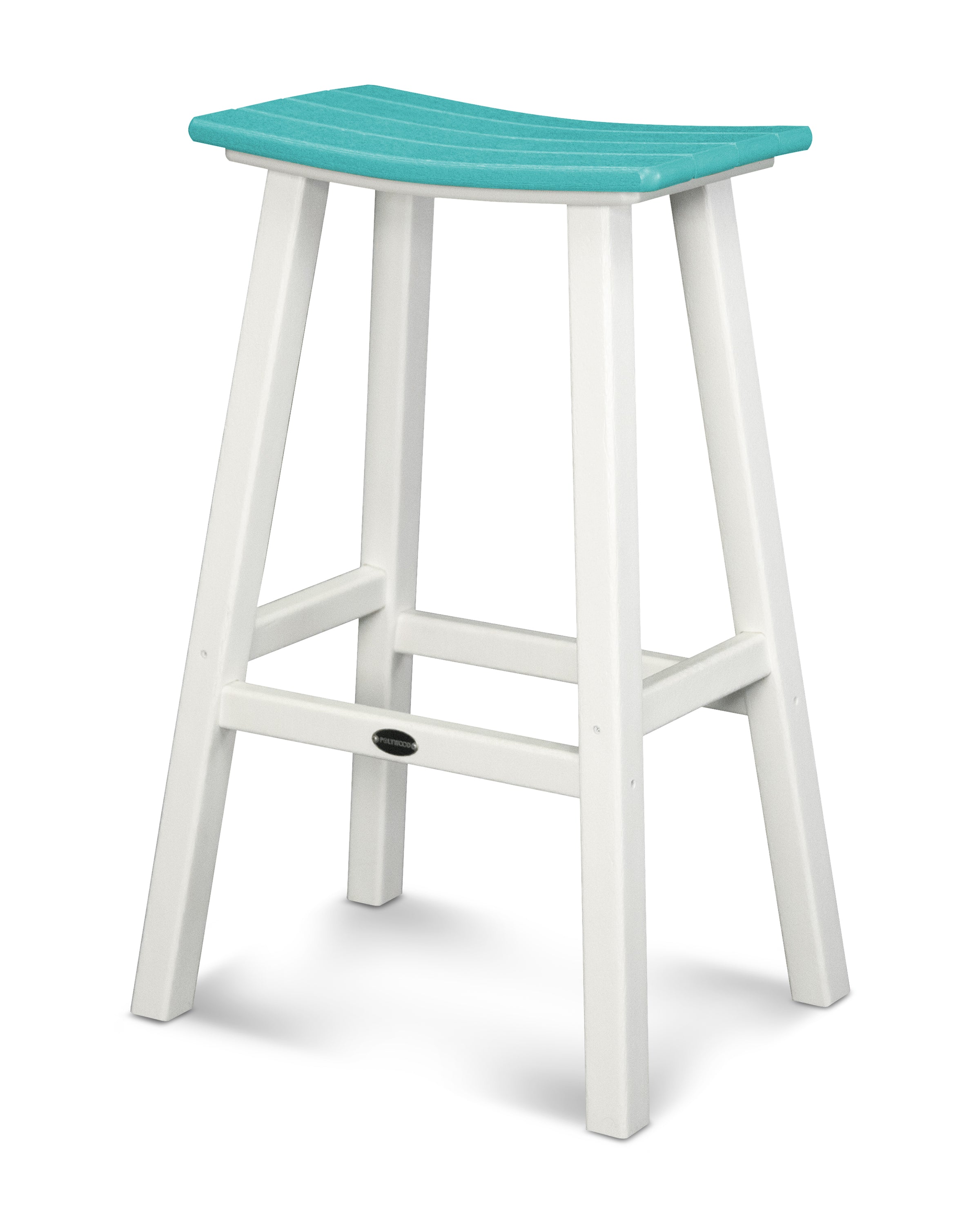 POLYWOOD® Contempo 30" Saddle Bar Stool in White / Aruba