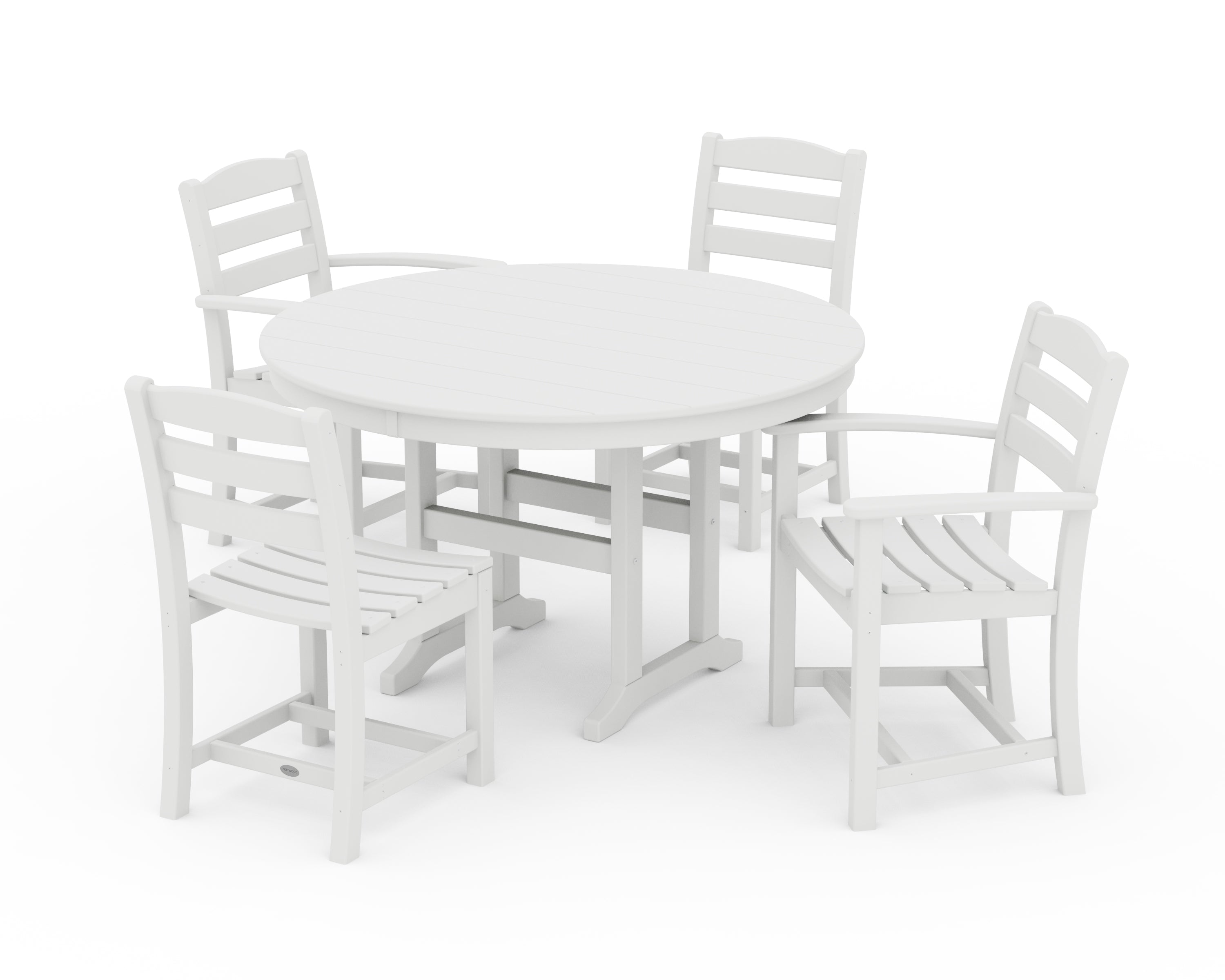 POLYWOOD® La Casa Café 5-Piece Round Farmhouse Dining Set in White